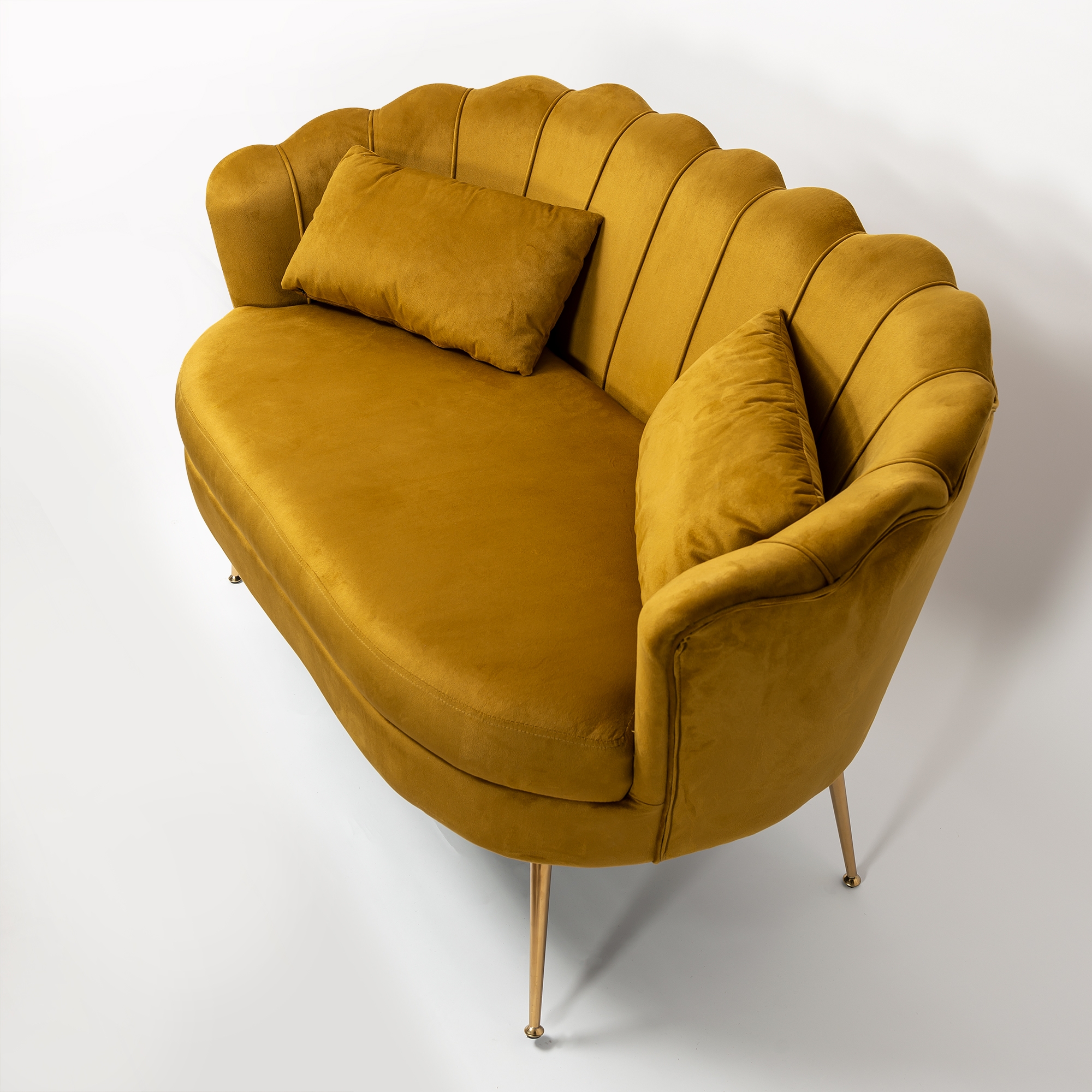 Spicy Mustard Velvet Sofa With Gold Legs