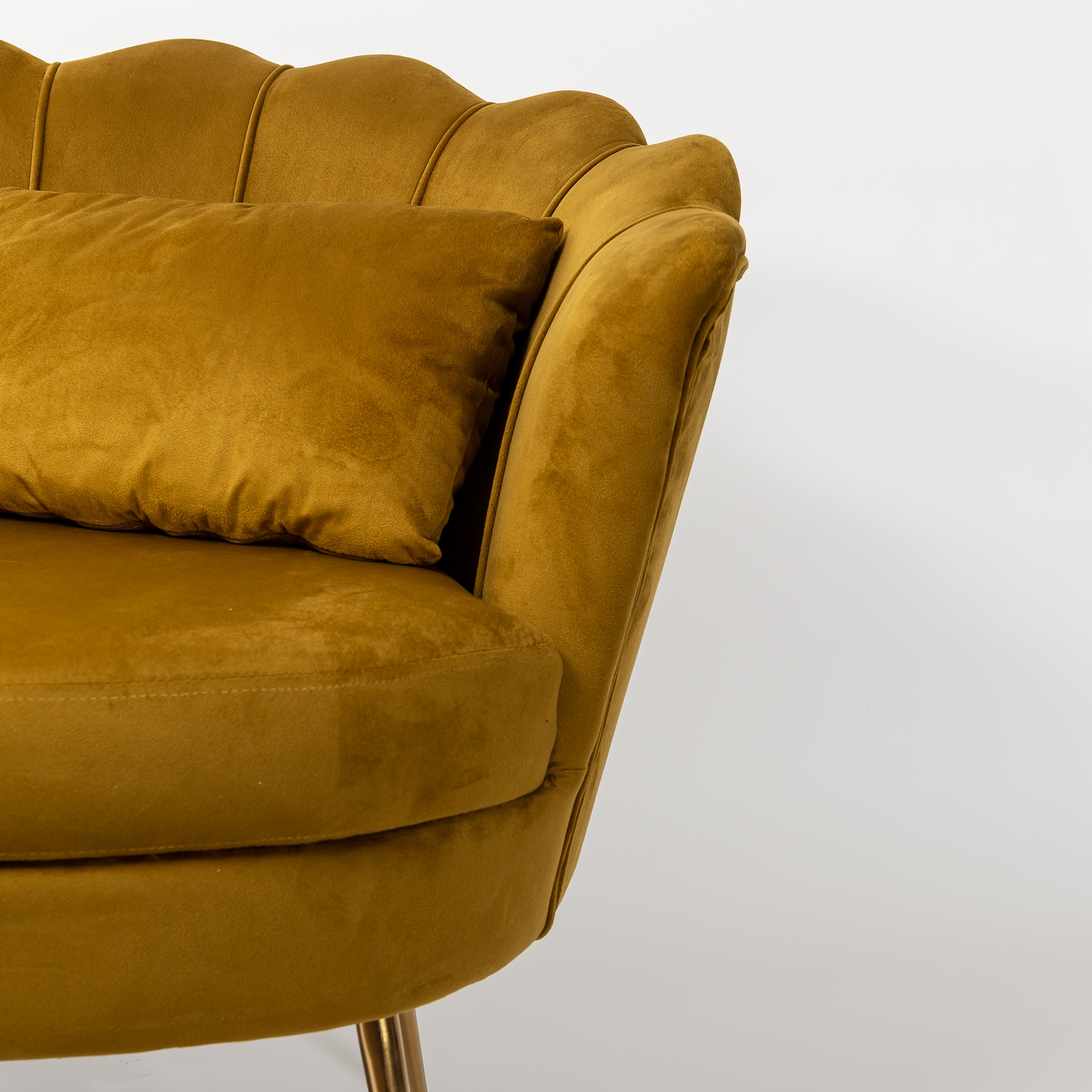 Spicy Mustard Velvet Sofa With Gold Legs