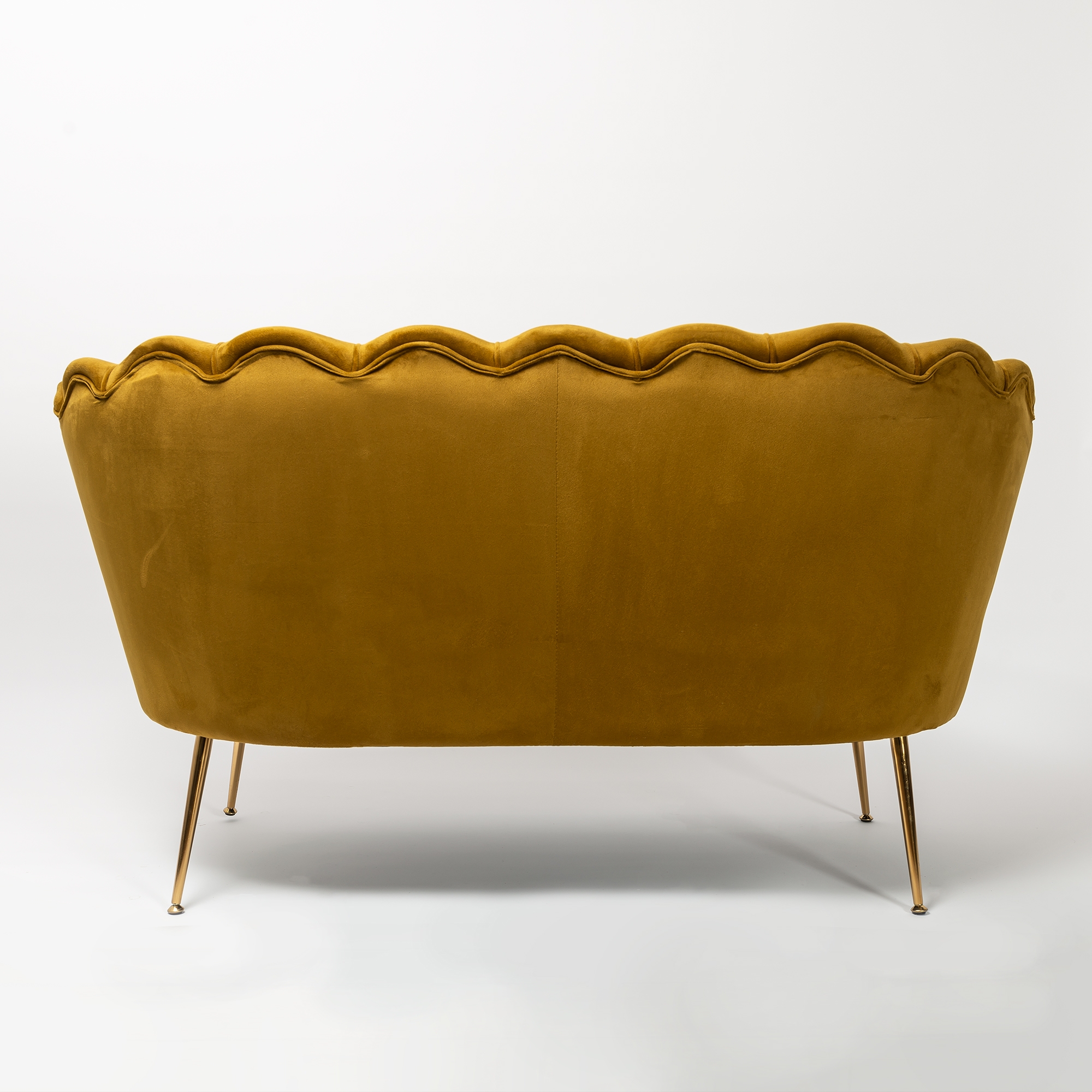 Spicy Mustard Velvet Sofa With Gold Legs