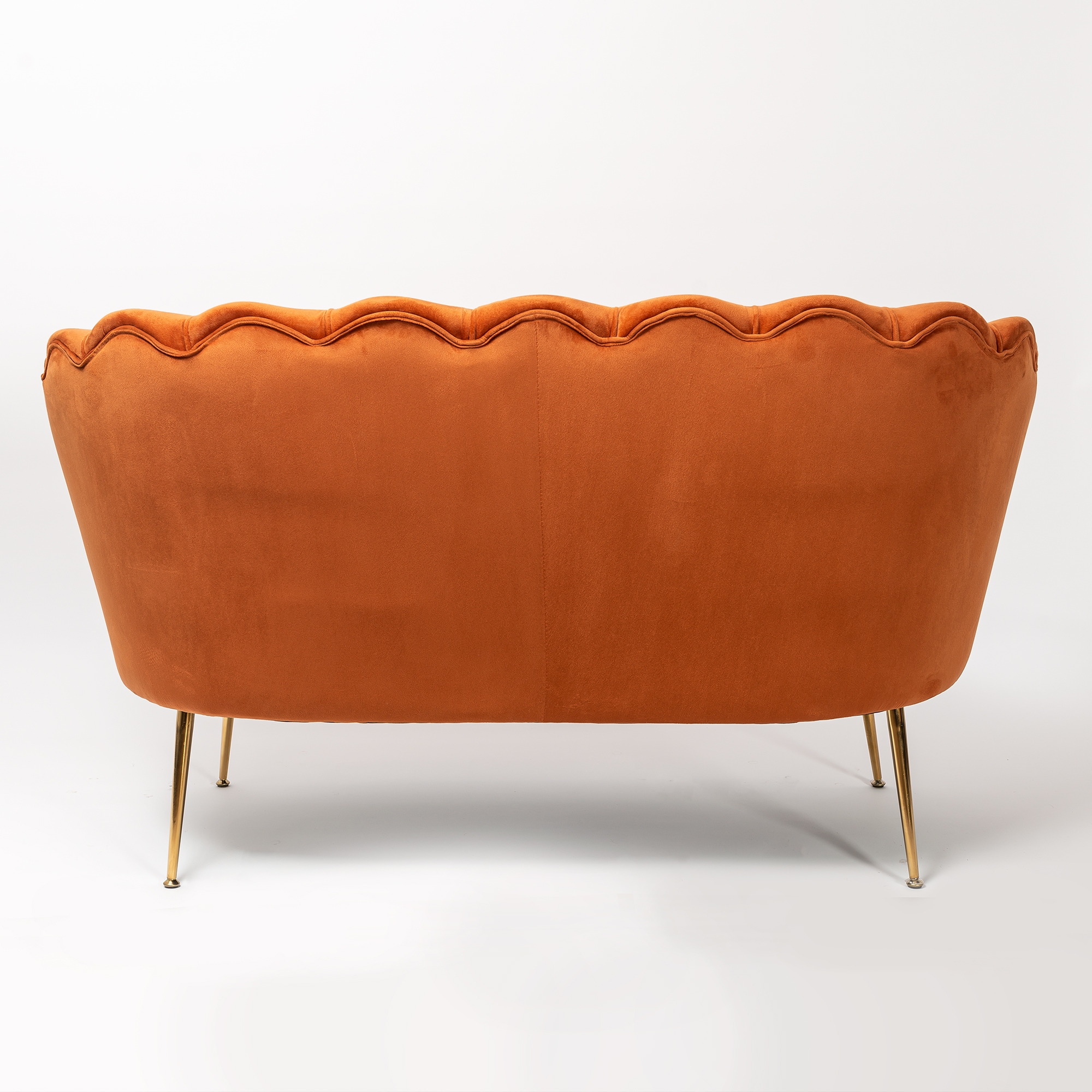 Burnt Orange Velvet Sofa With Gold Legs
