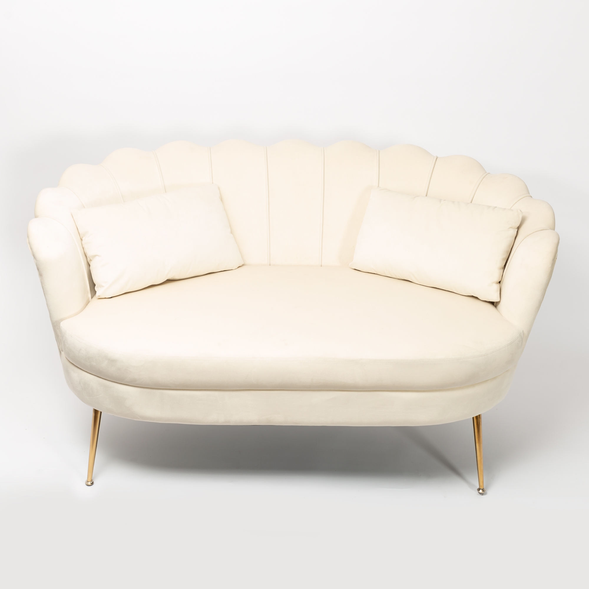 Lime White Velvet Sofa With Gold Legs
