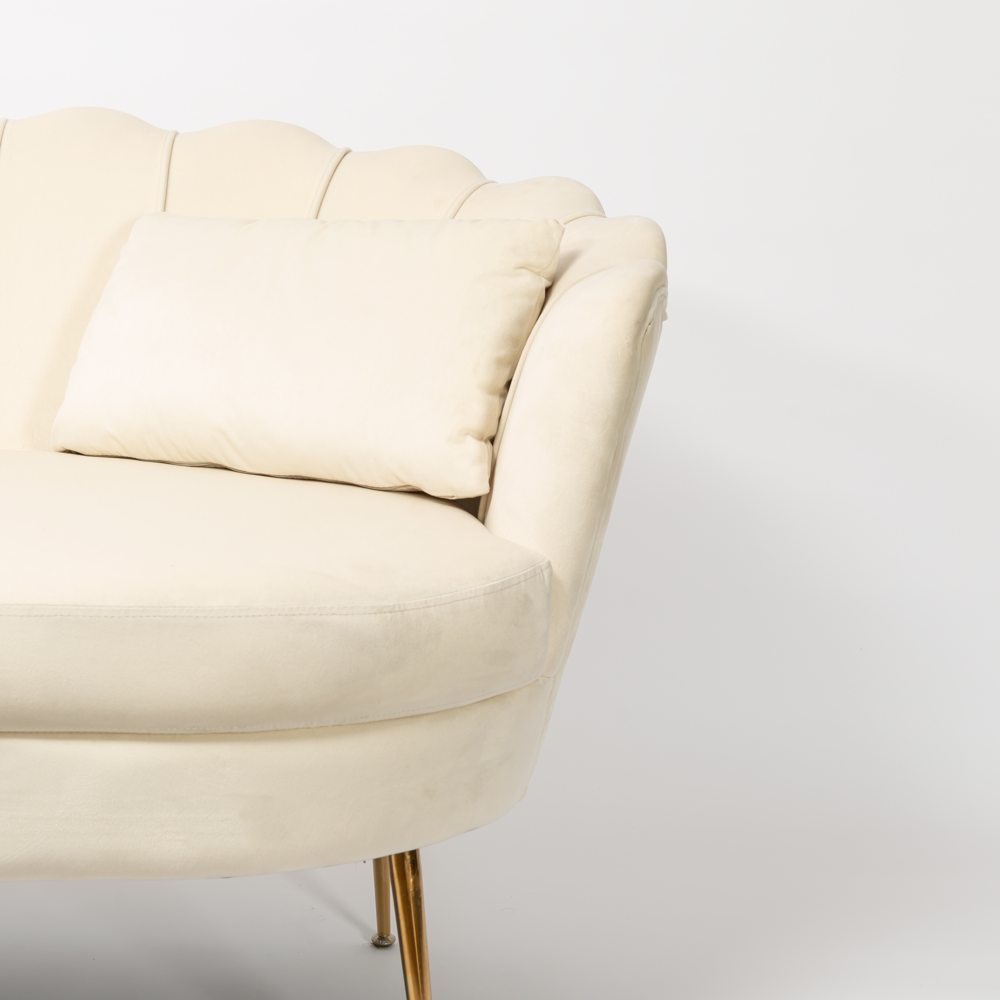 Lime White Velvet Sofa With Gold Legs