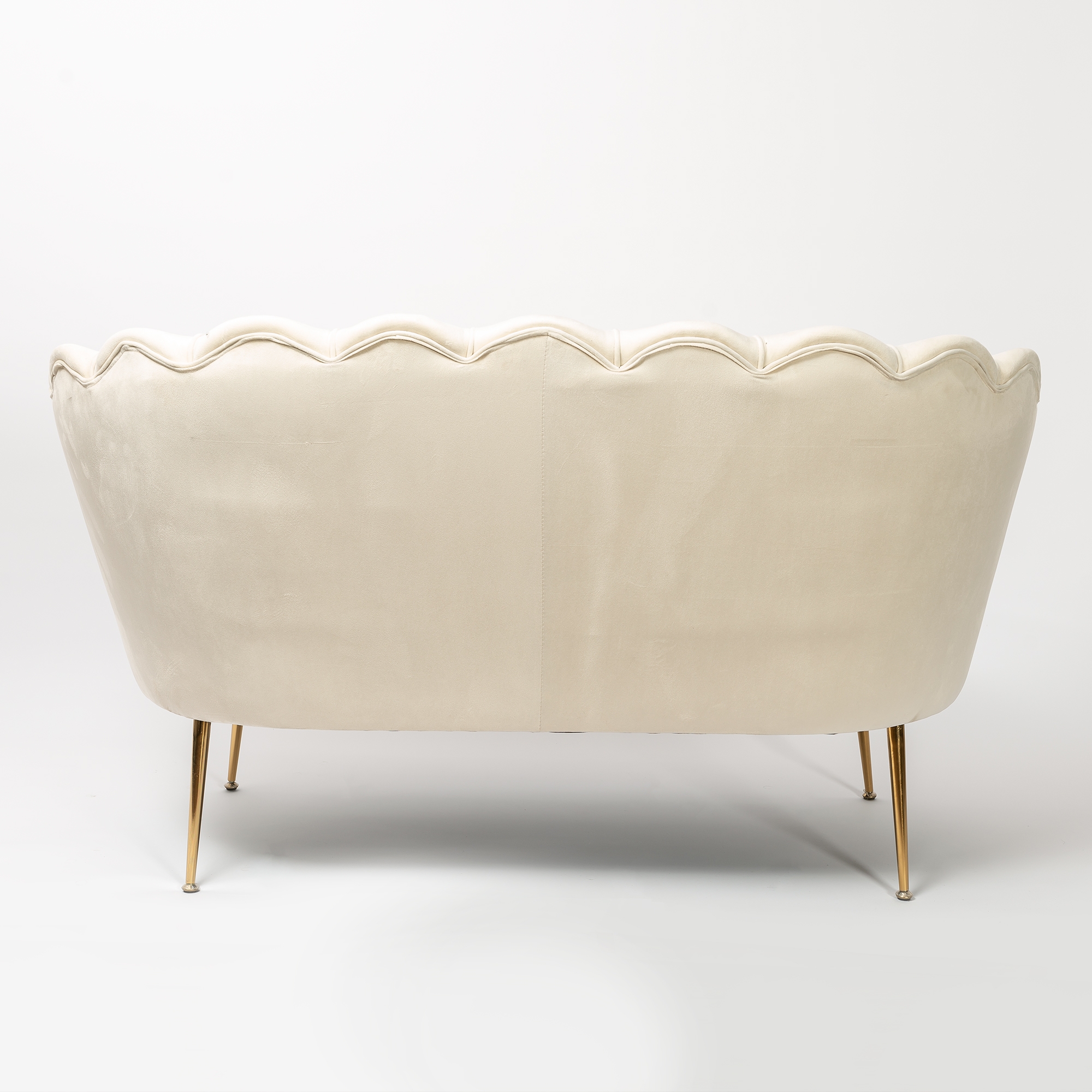 Lime White Velvet Sofa With Gold Legs