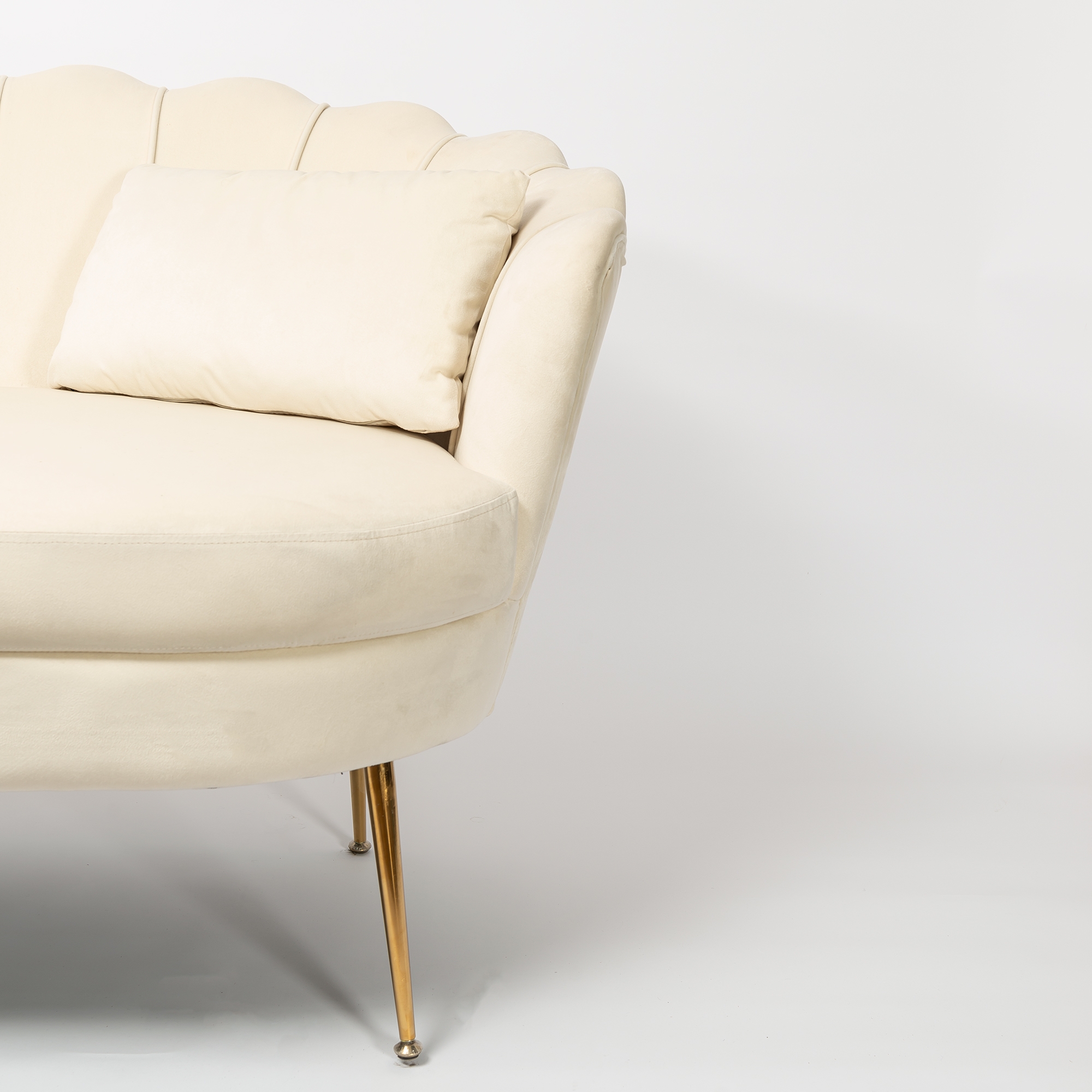 Lime White Velvet Sofa With Gold Legs