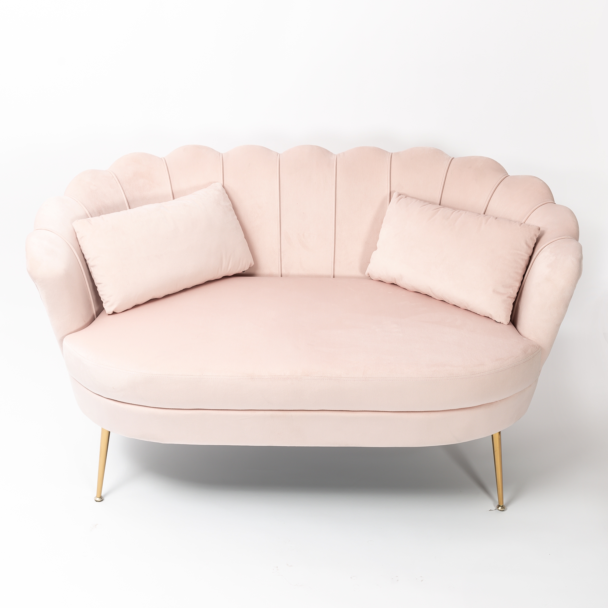 Blush Pink Velvet Sofa With Gold Legs