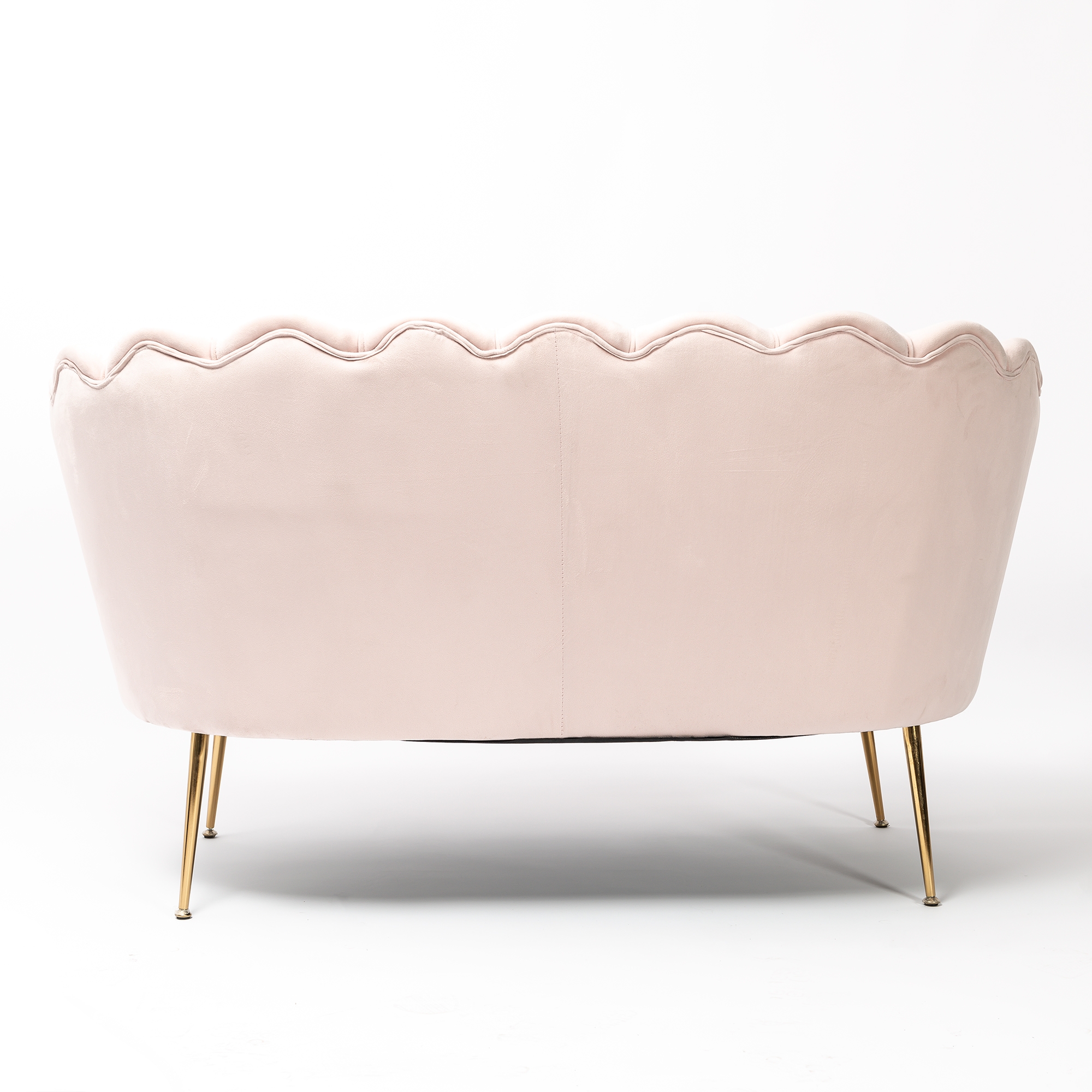 Blush Pink Velvet Sofa With Gold Legs