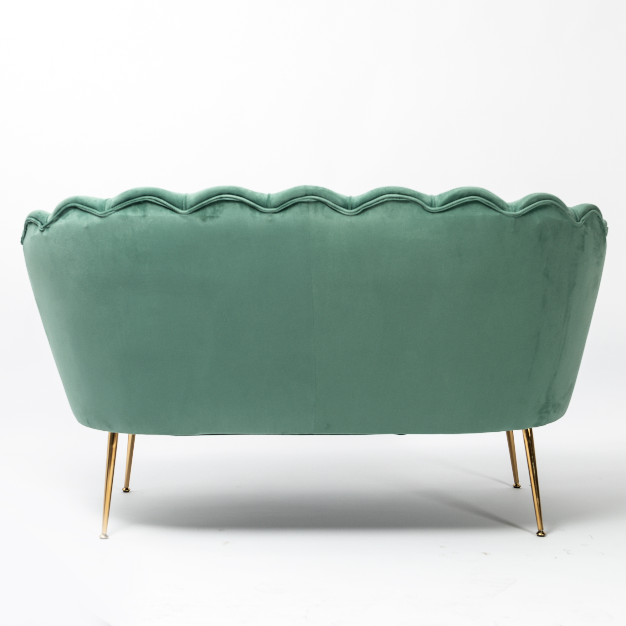 Sea Green Velvet Sofa With Gold Legs