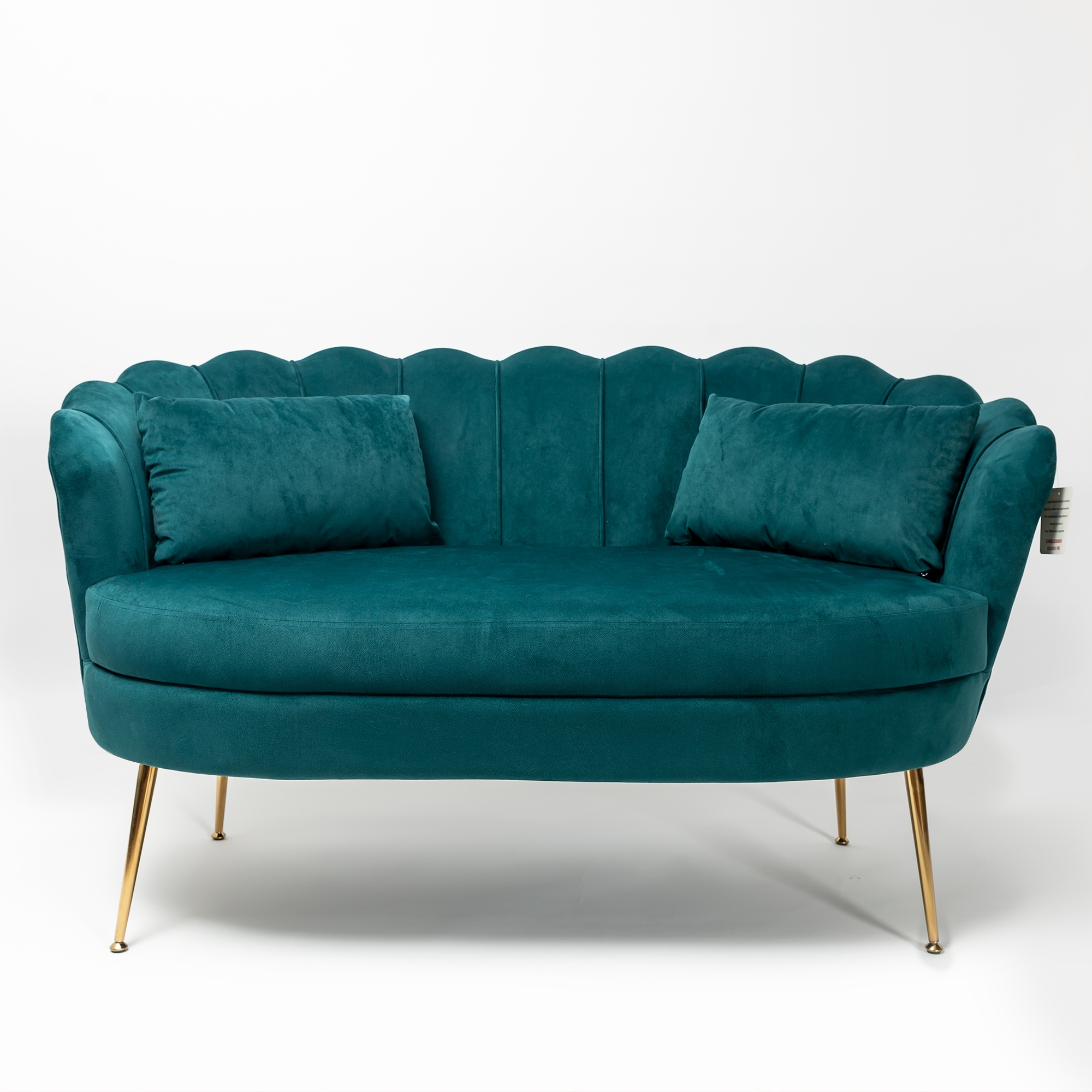 Deep Teal Velvet Sofa With Gold Legs