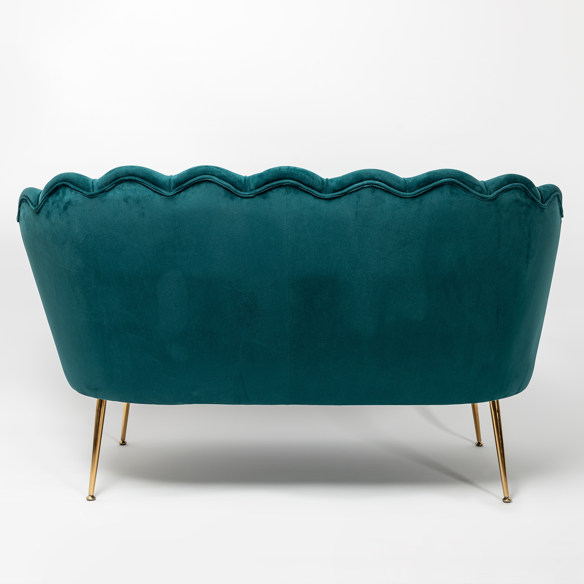 Deep Teal Velvet Sofa With Gold Legs