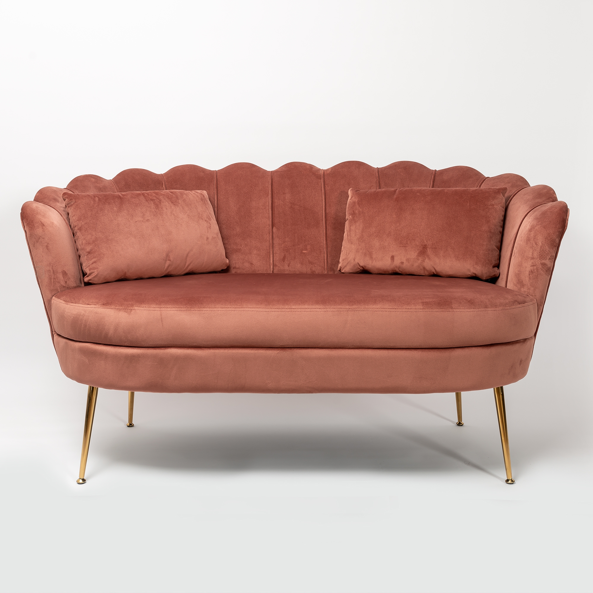 Dusky Pink Velvet Sofa With Gold Legs