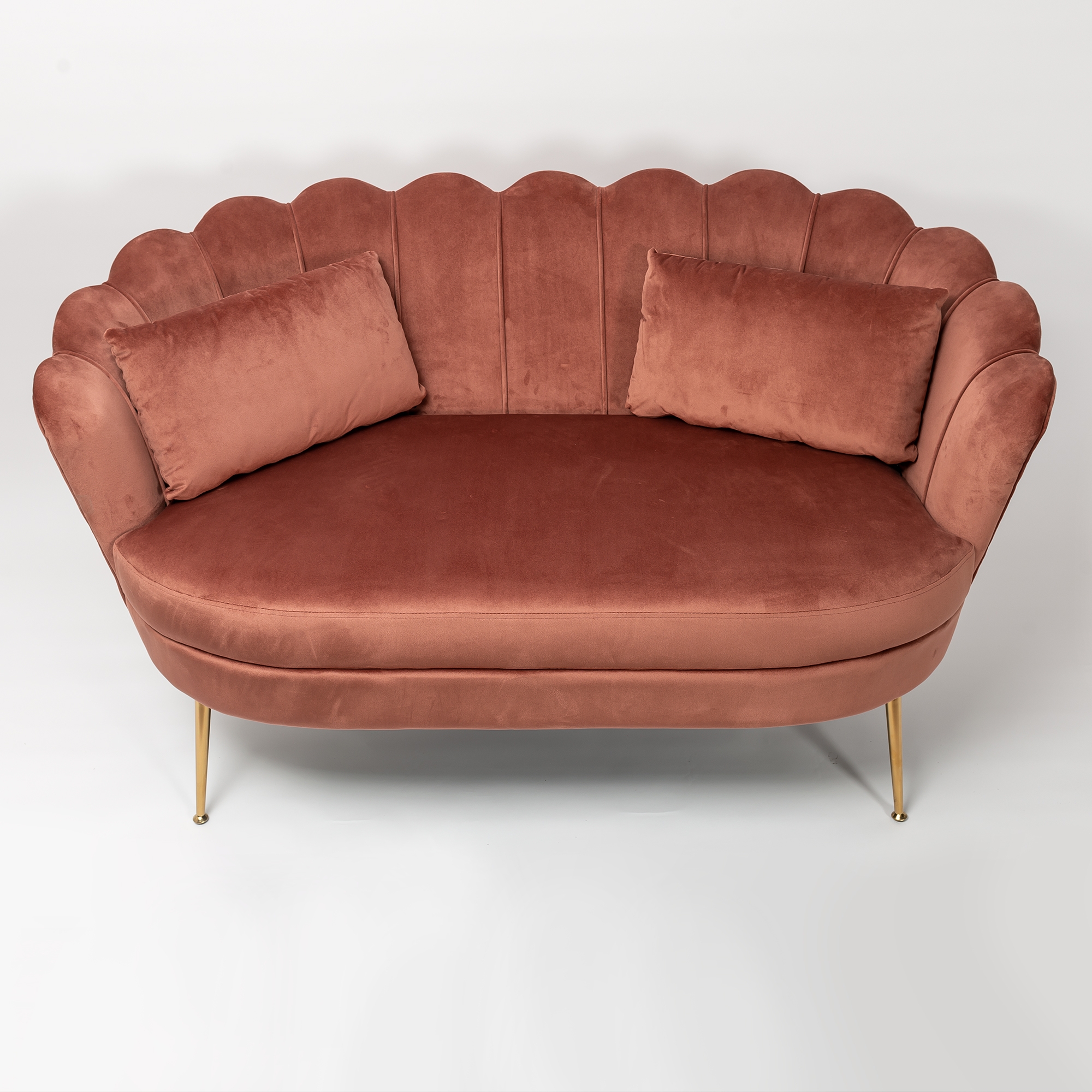Dusky Pink Velvet Sofa With Gold Legs