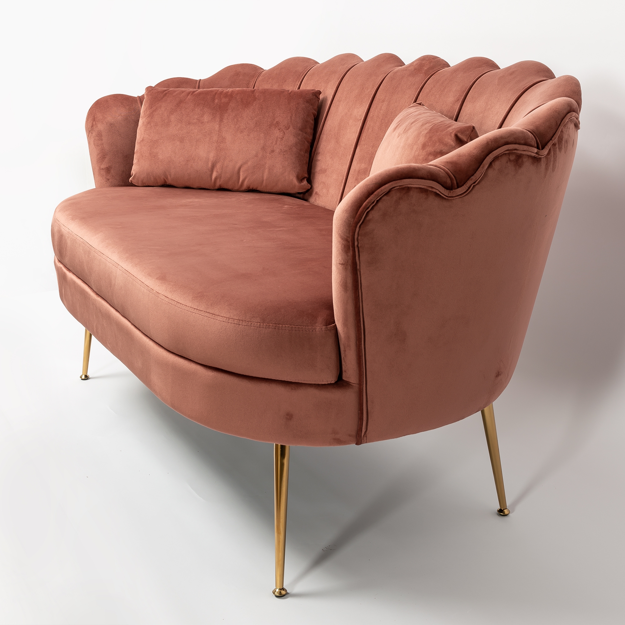 Dusky Pink Velvet Sofa With Gold Legs