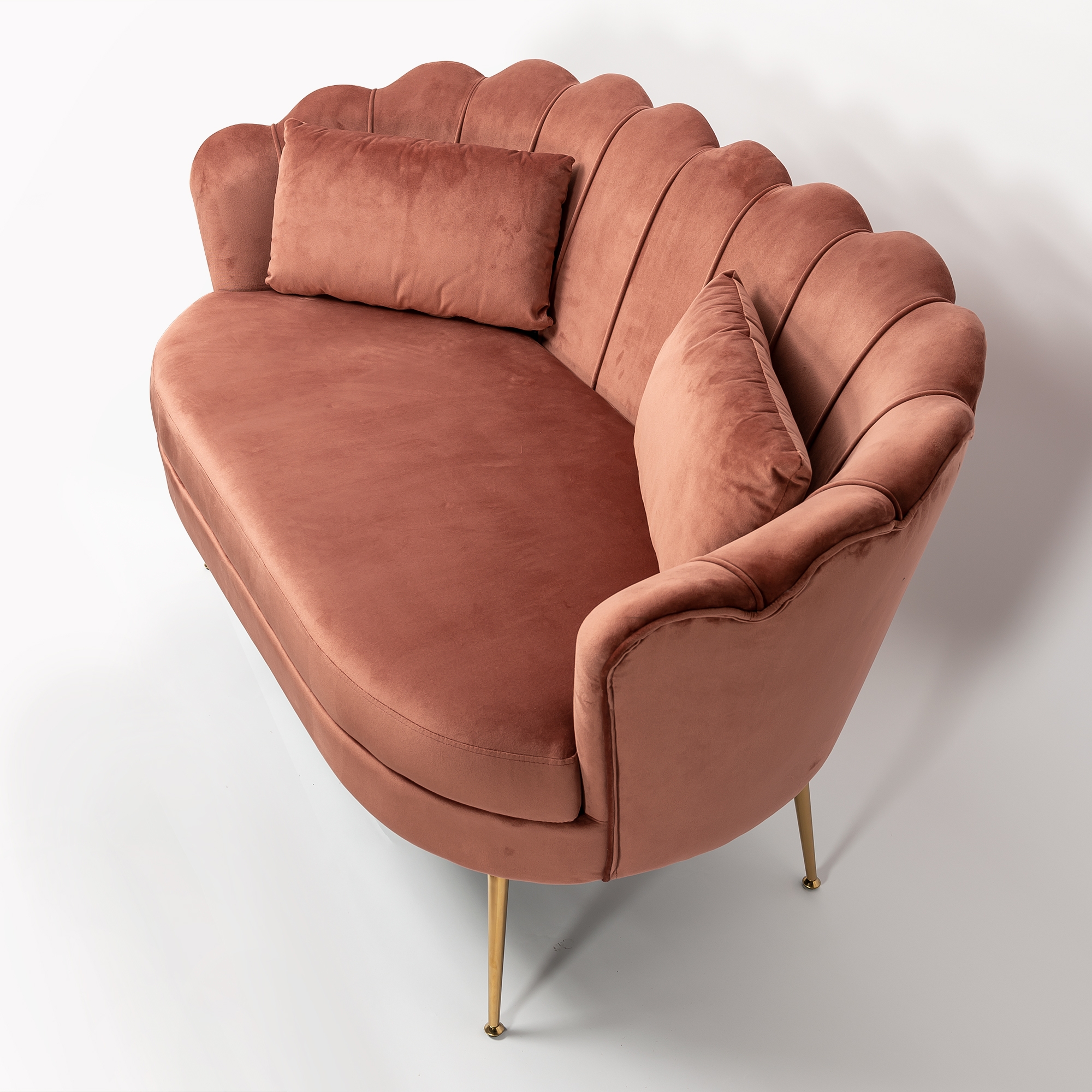 Dusky Pink Velvet Sofa With Gold Legs