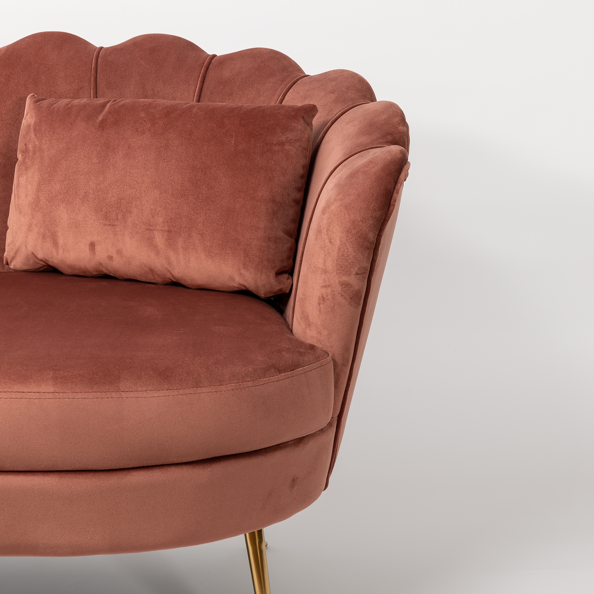 Dusky Pink Velvet Sofa With Gold Legs