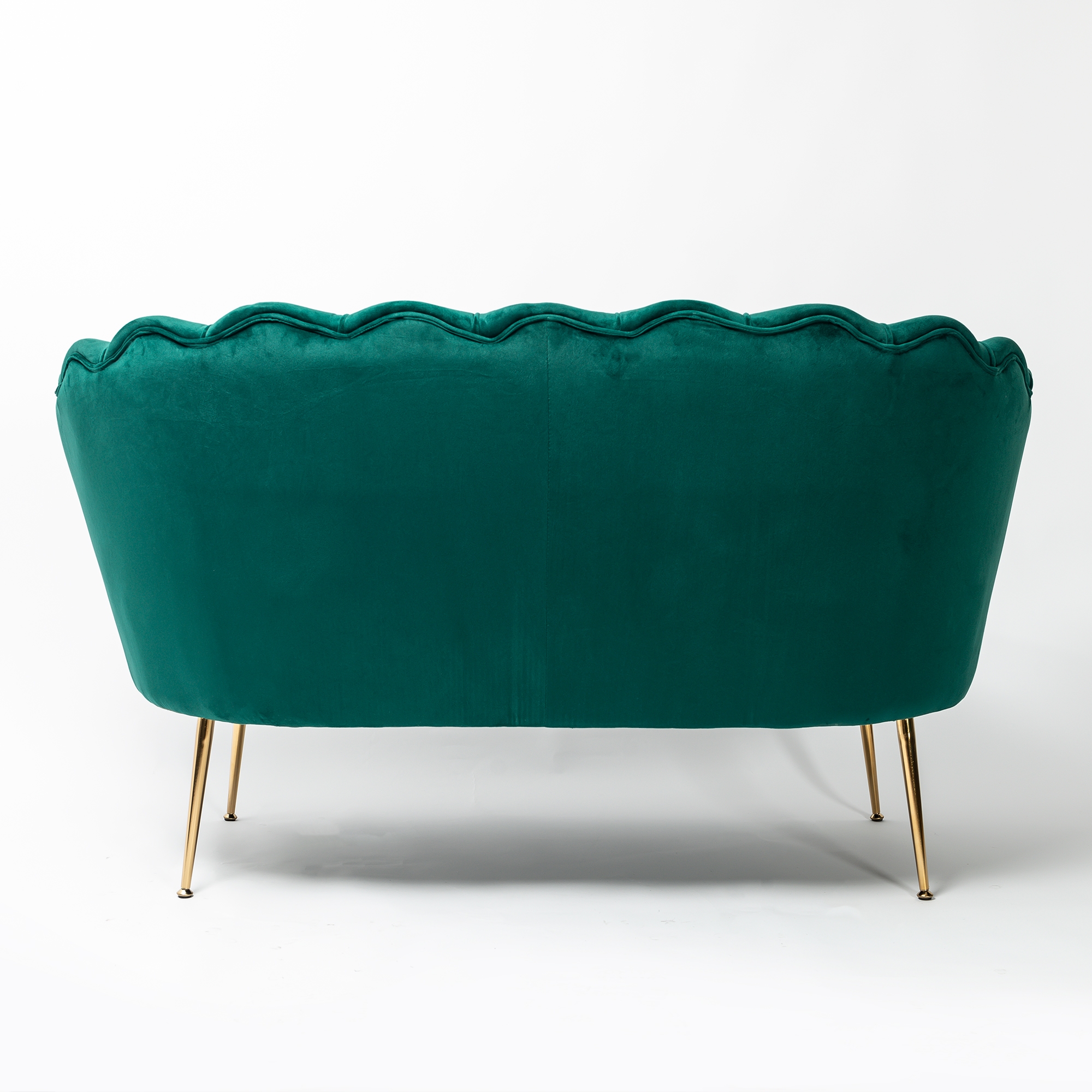 Emerald Green Velvet Petal Sofa With Gold Legs