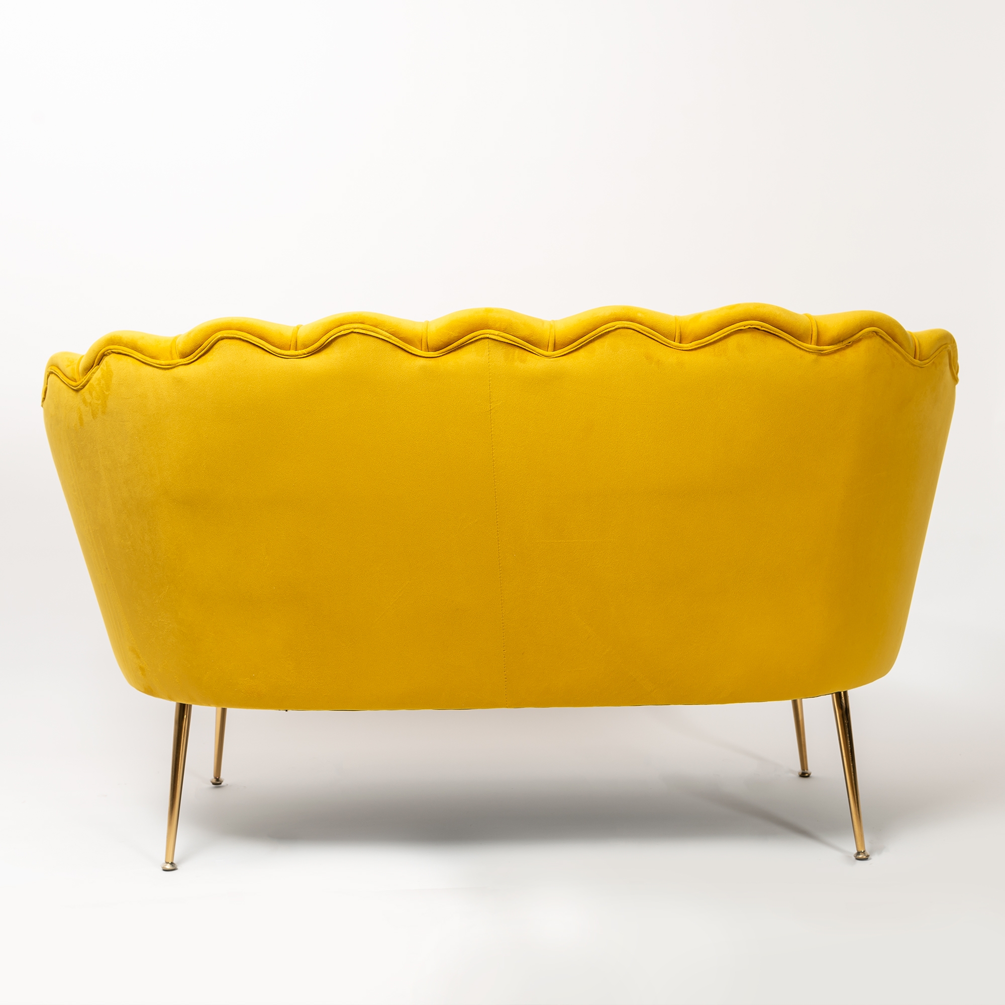 Bright Mustard Velvet Sofa With Gold Legs