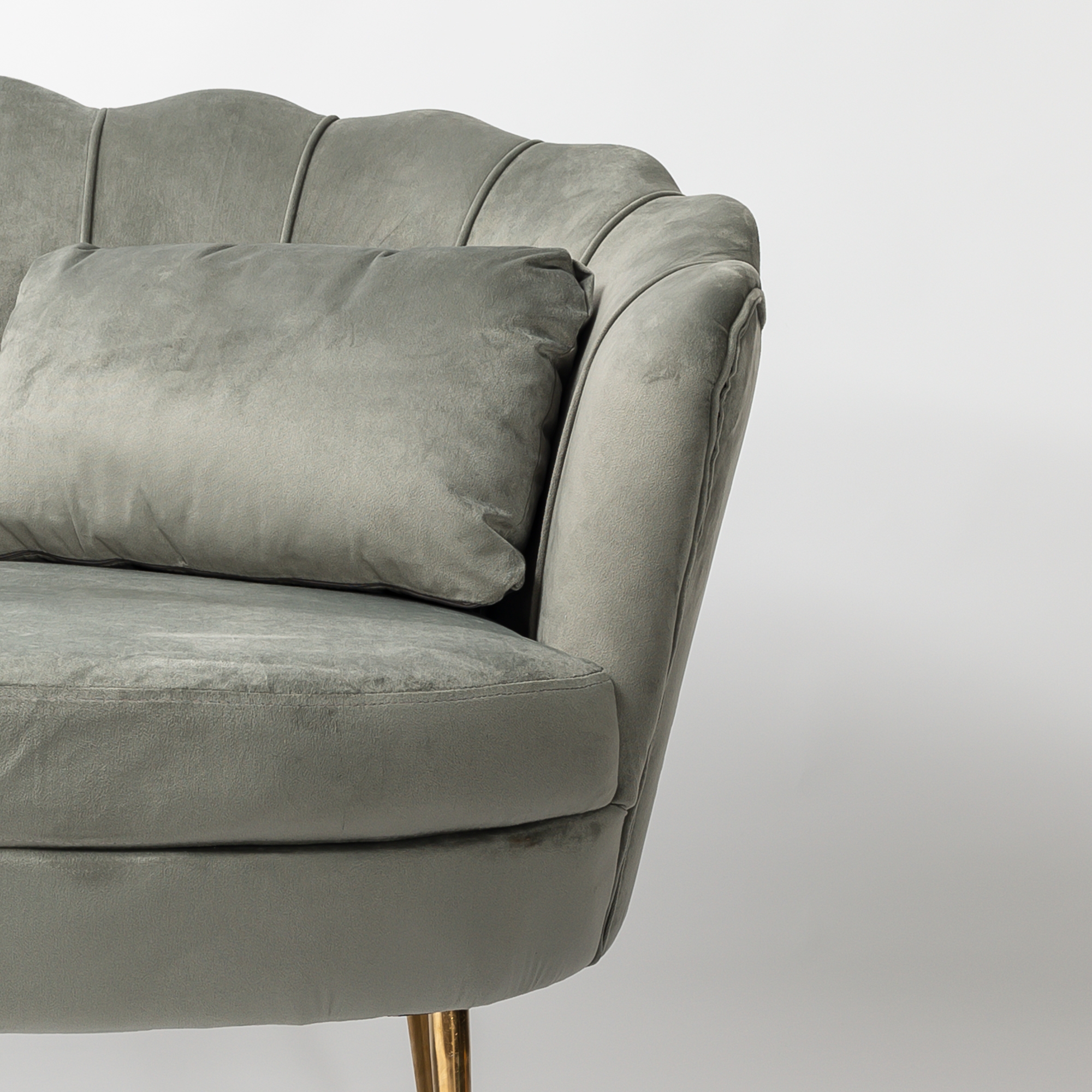 Light Grey Velvet Petal Sofa With Gold Legs