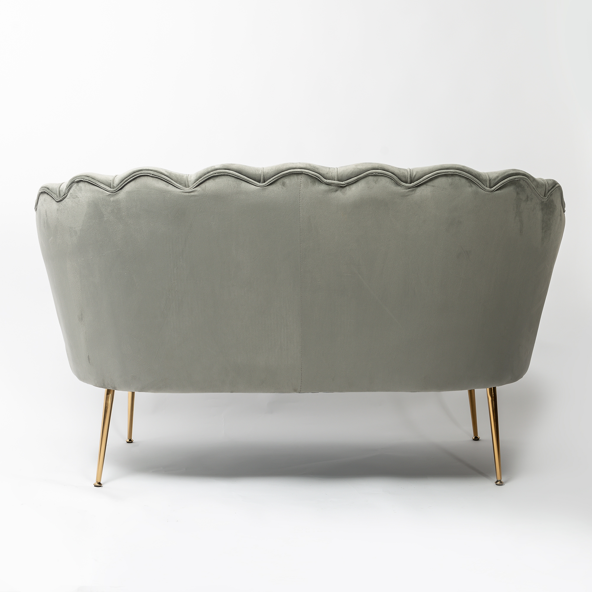 Light Grey Velvet Petal Sofa With Gold Legs
