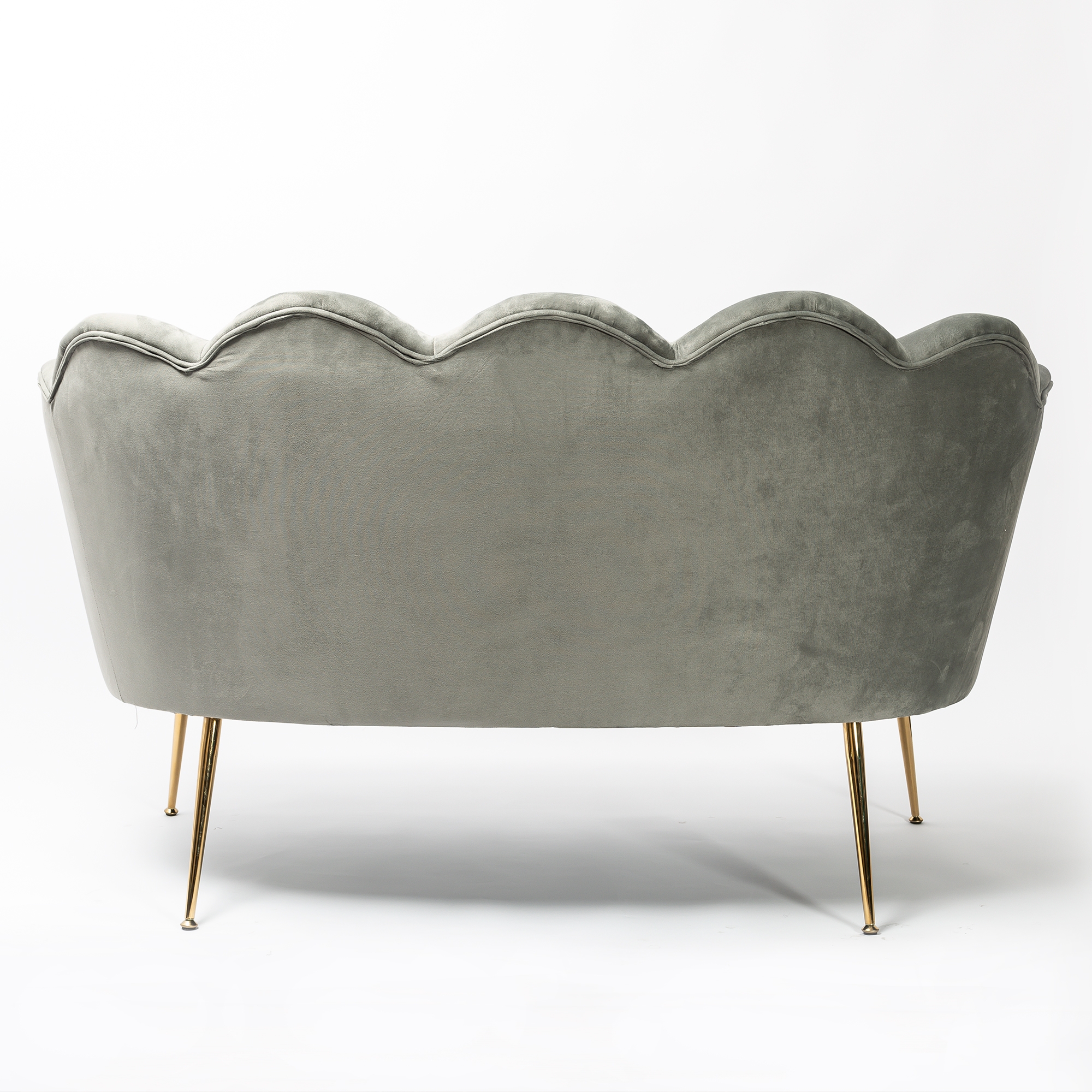 Light Grey Velvet Petal Sofa With Gold Legs