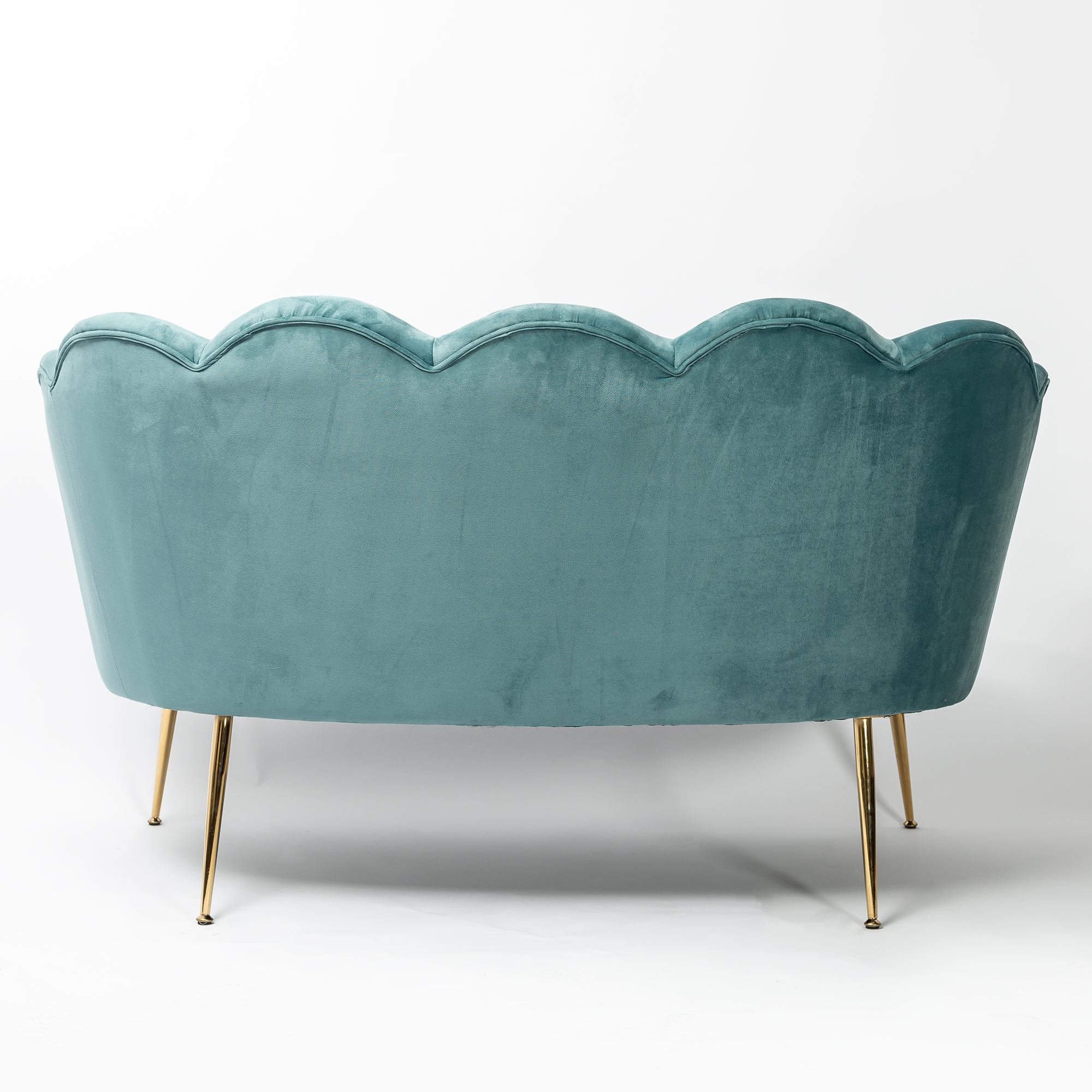 Soft Blue Velvet Petal Sofa With Gold Legs
