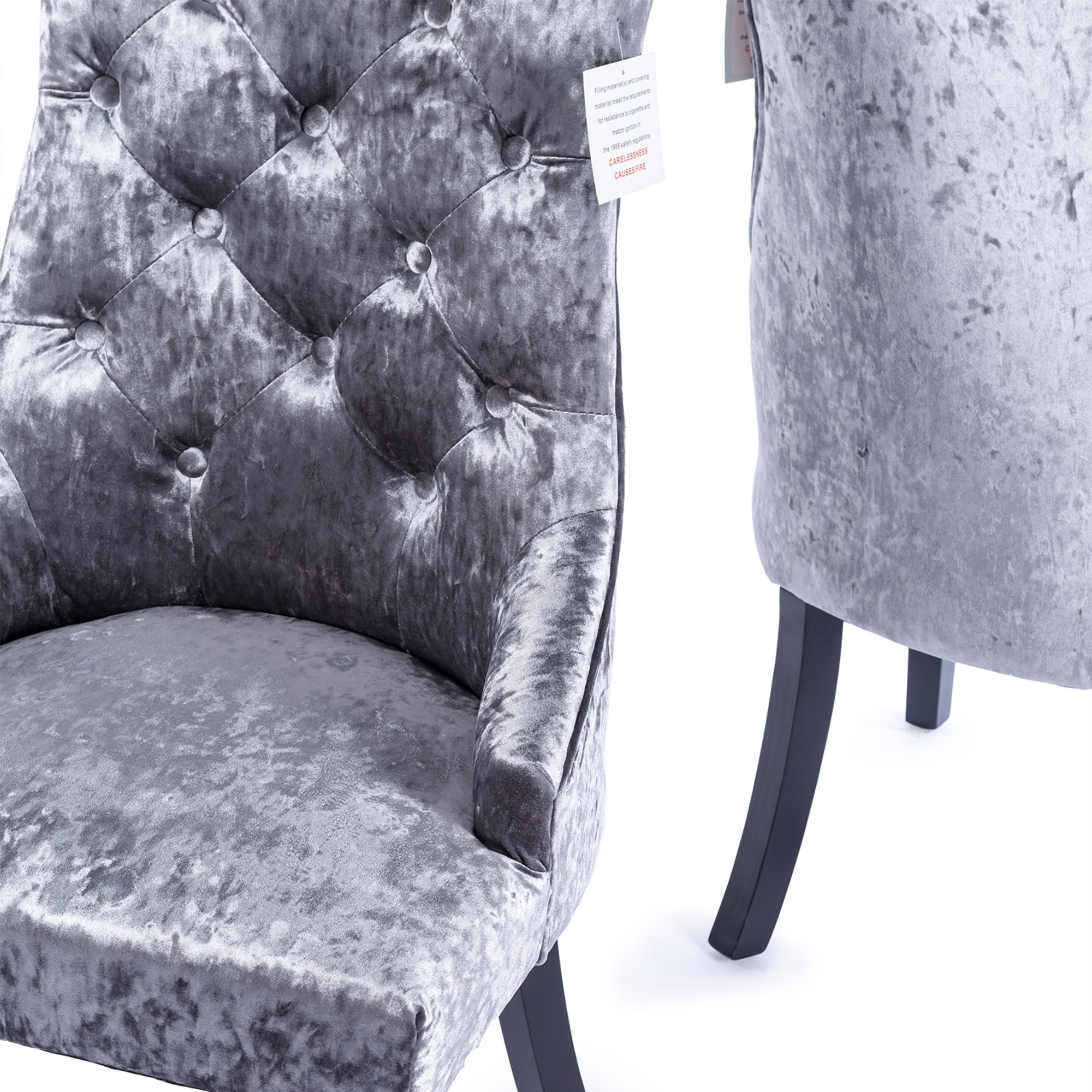 Crushed Velvet Dark Oak Leg Dining Chair
