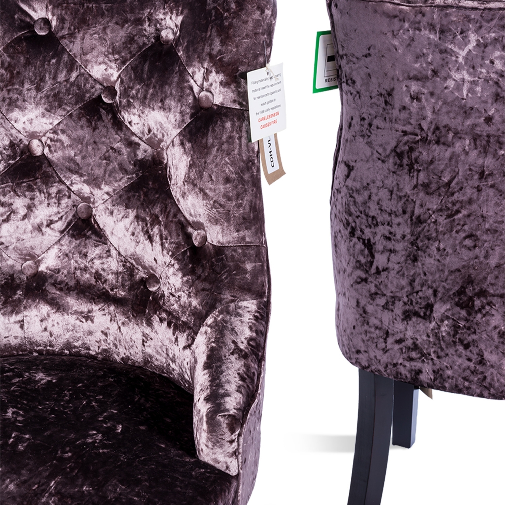 Crushed Velvet Dining Chair - Aubergine