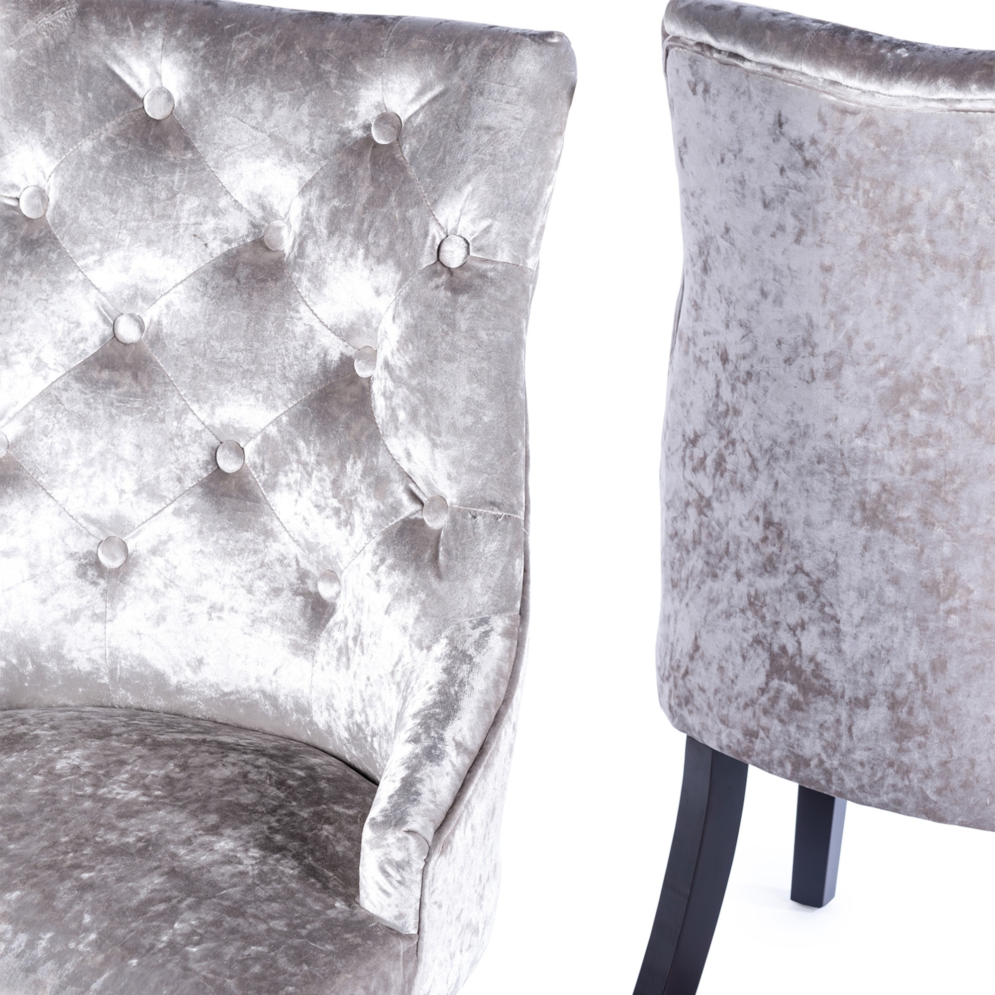Crushed Velvet Dark Oak Leg Dining Chair