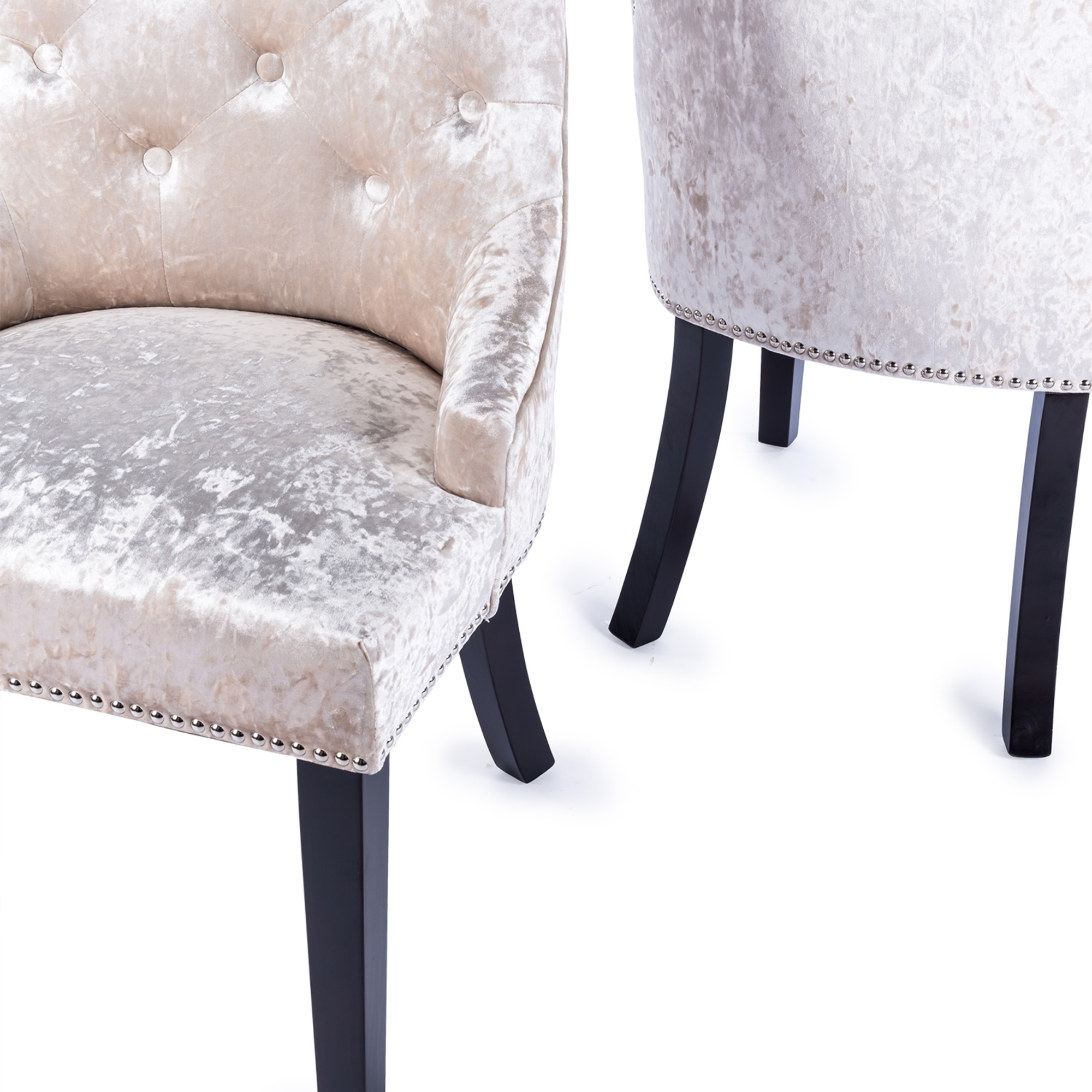 Crushed Velvet Dark Oak Leg Dining Chair With Knocker