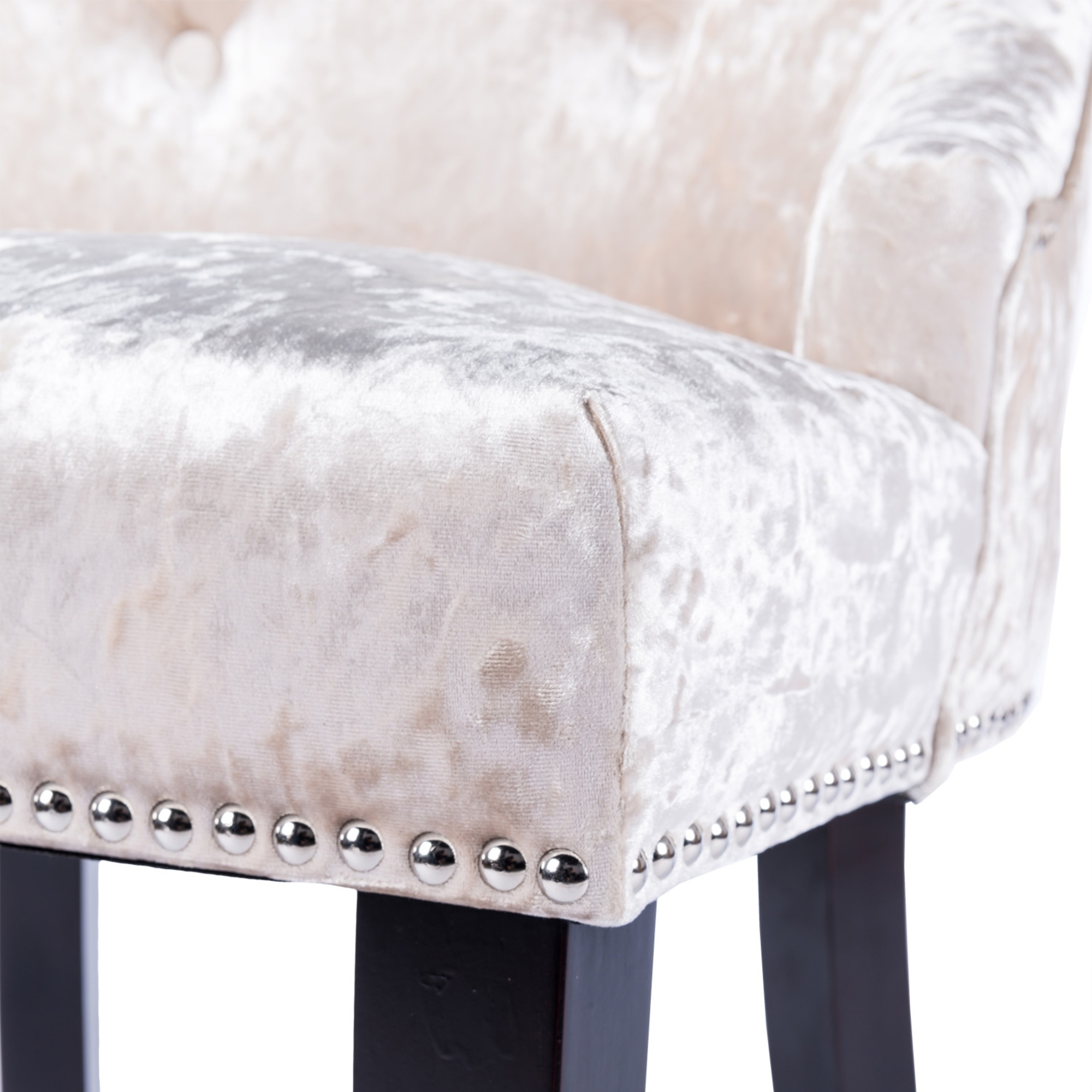 Crushed Velvet Dark Oak Leg Dining Chair With Knocker