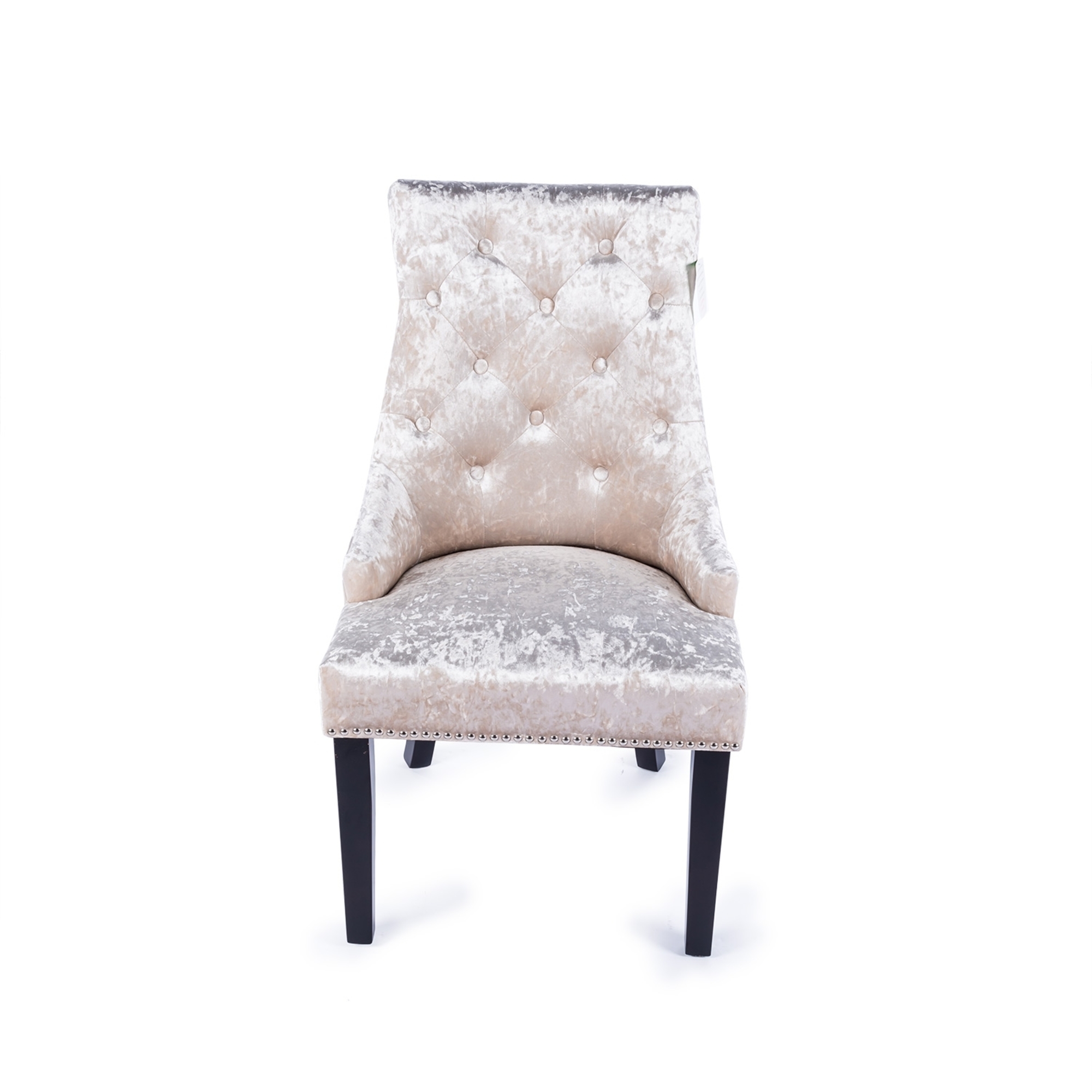 Crushed Velvet Dark Oak Leg Dining Chair With Knocker