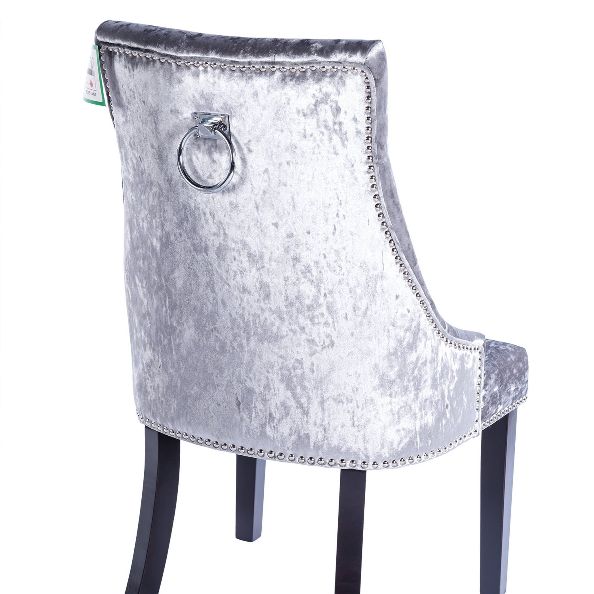 Crushed Velvet Dark Oak Leg Dining Chair With Knocker