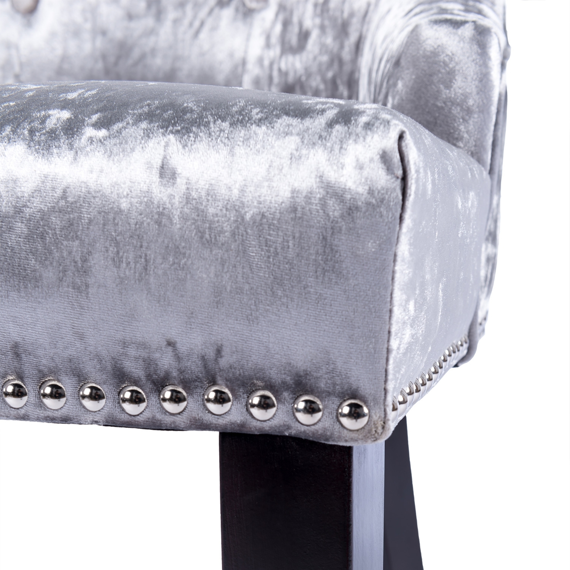Crushed Velvet Dark Oak Leg Dining Chair With Knocker