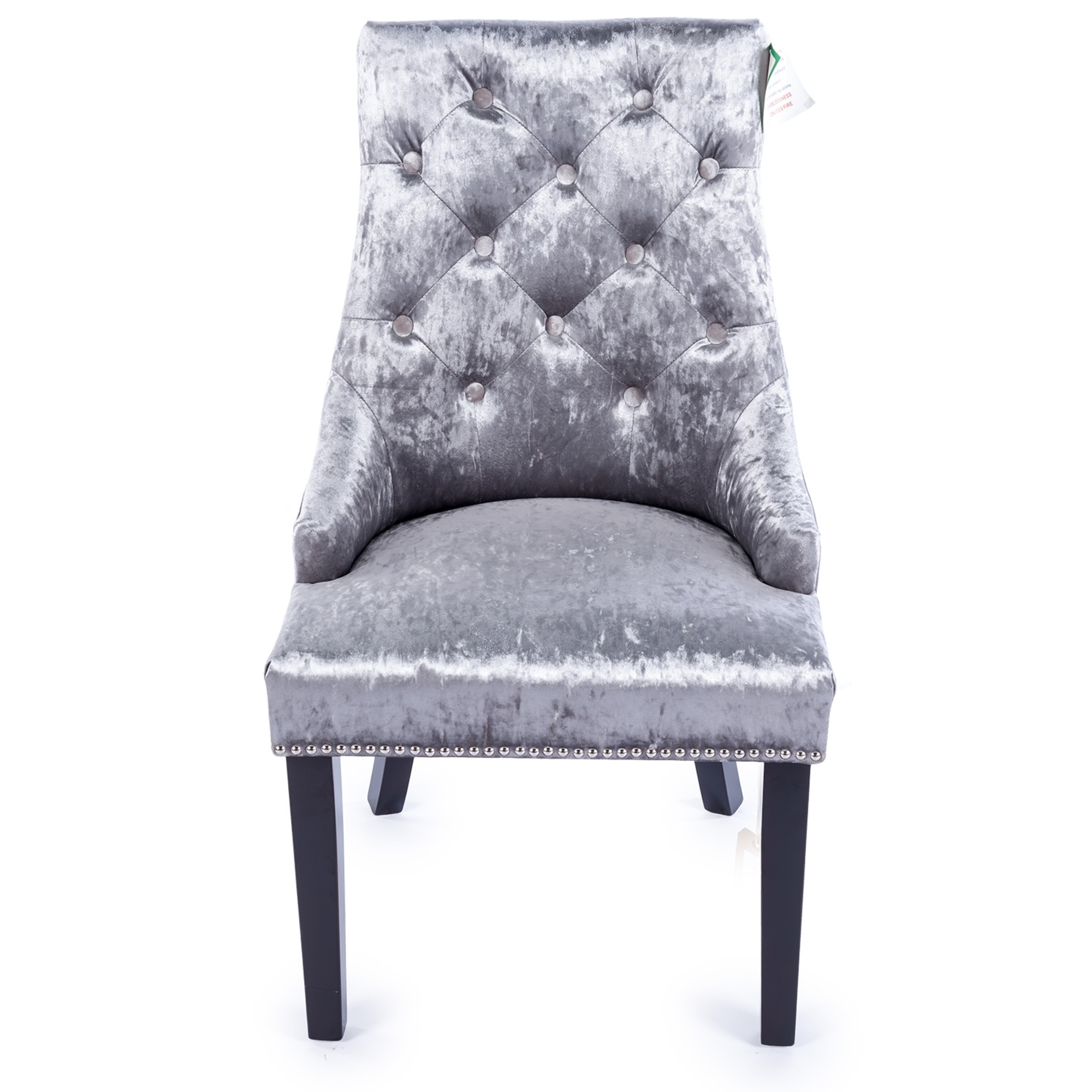 Crushed Velvet Dark Oak Leg Dining Chair With Knocker