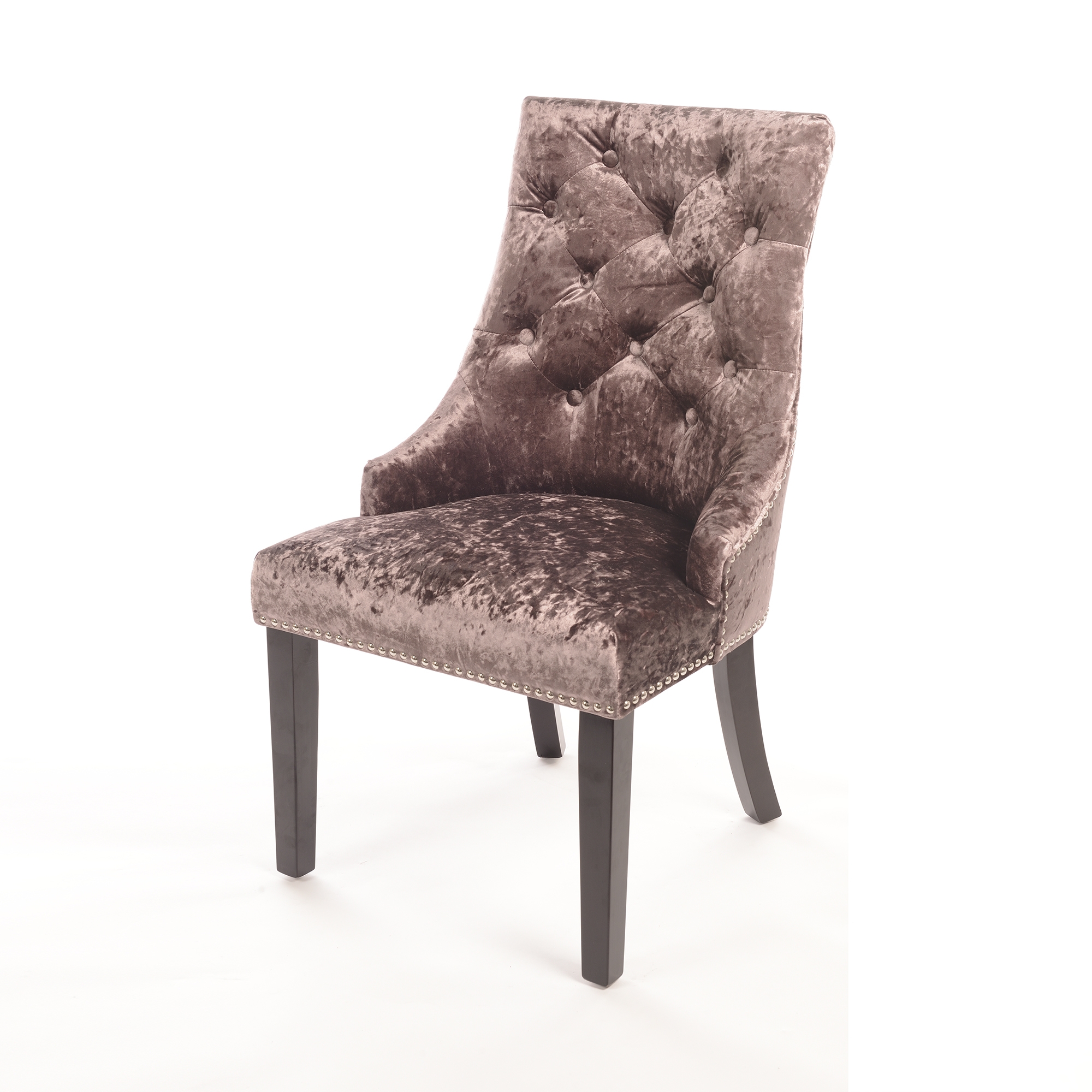 Crushed Velvet Dining Chair with Knocker - Aubergine