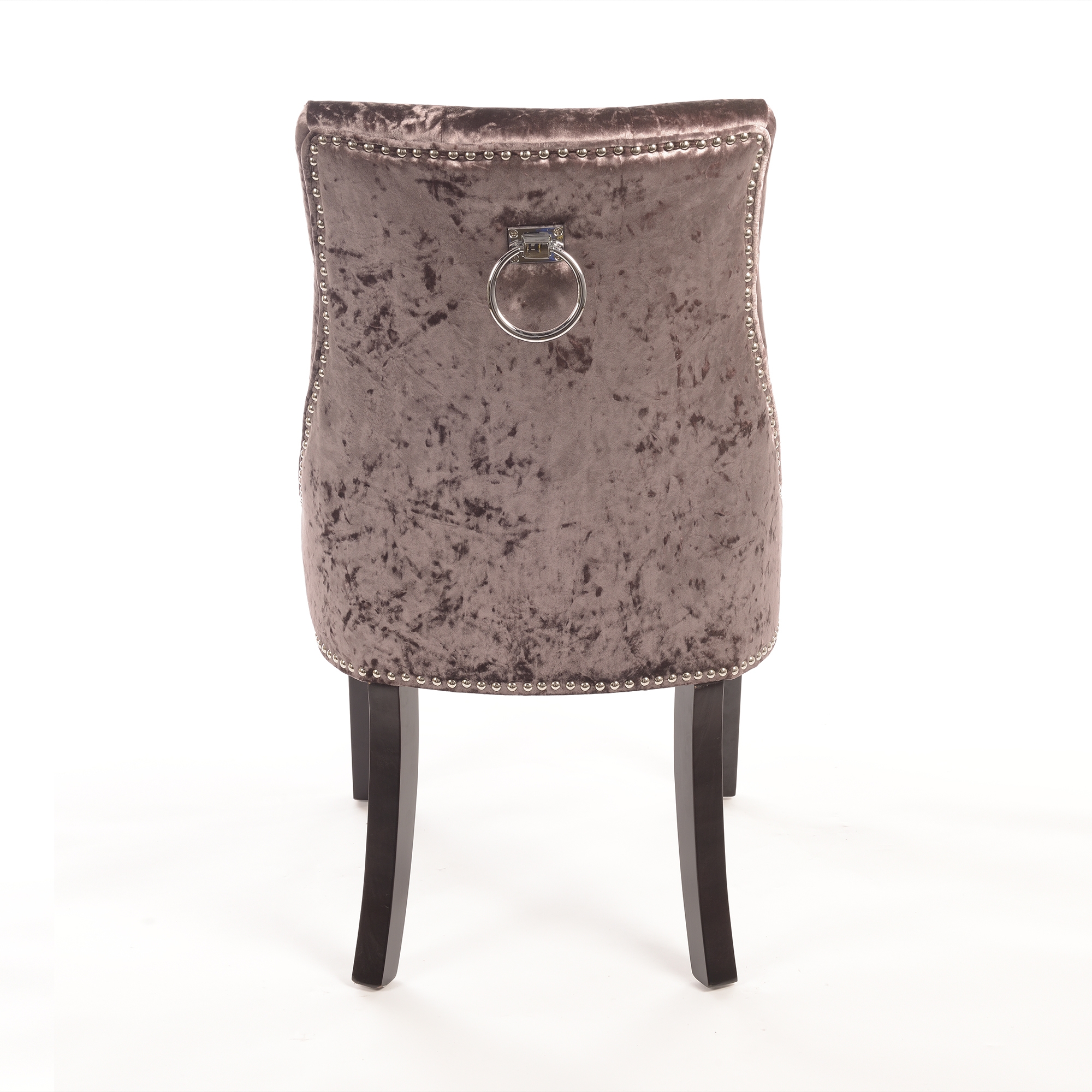 Crushed Velvet Dining Chair with Knocker - Aubergine