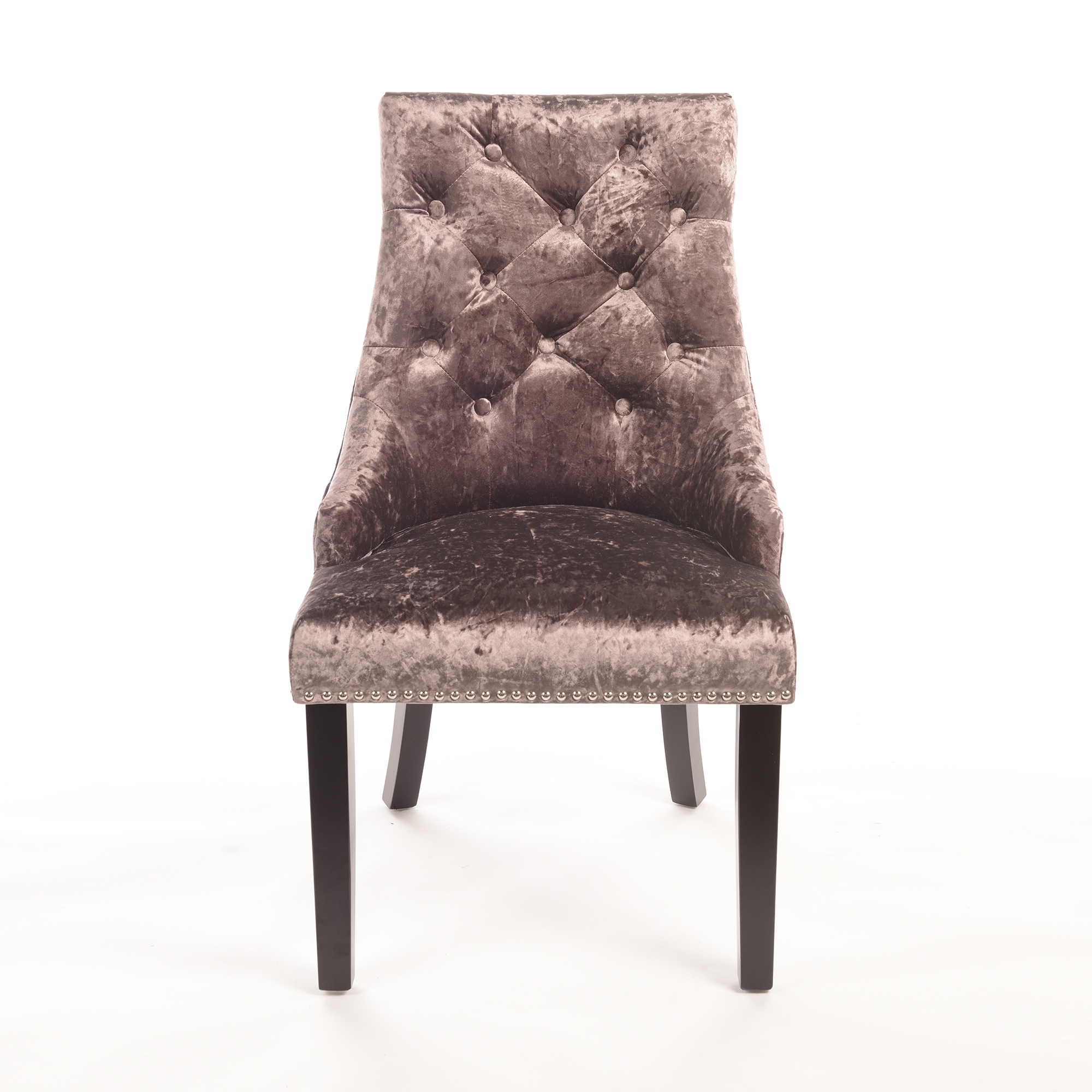 Crushed Velvet Dining Chair with Knocker - Aubergine