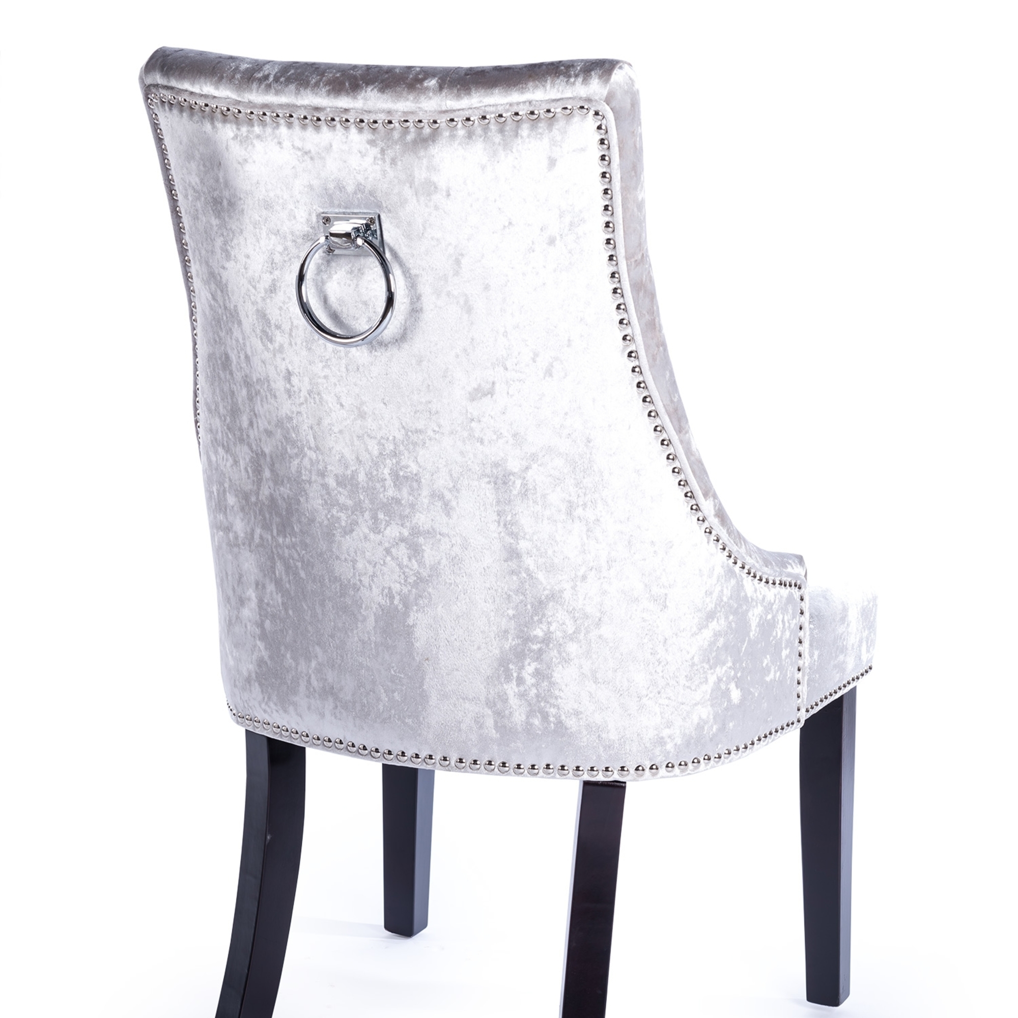Crushed Velvet Dark Oak Leg Dining Chair With Knocker