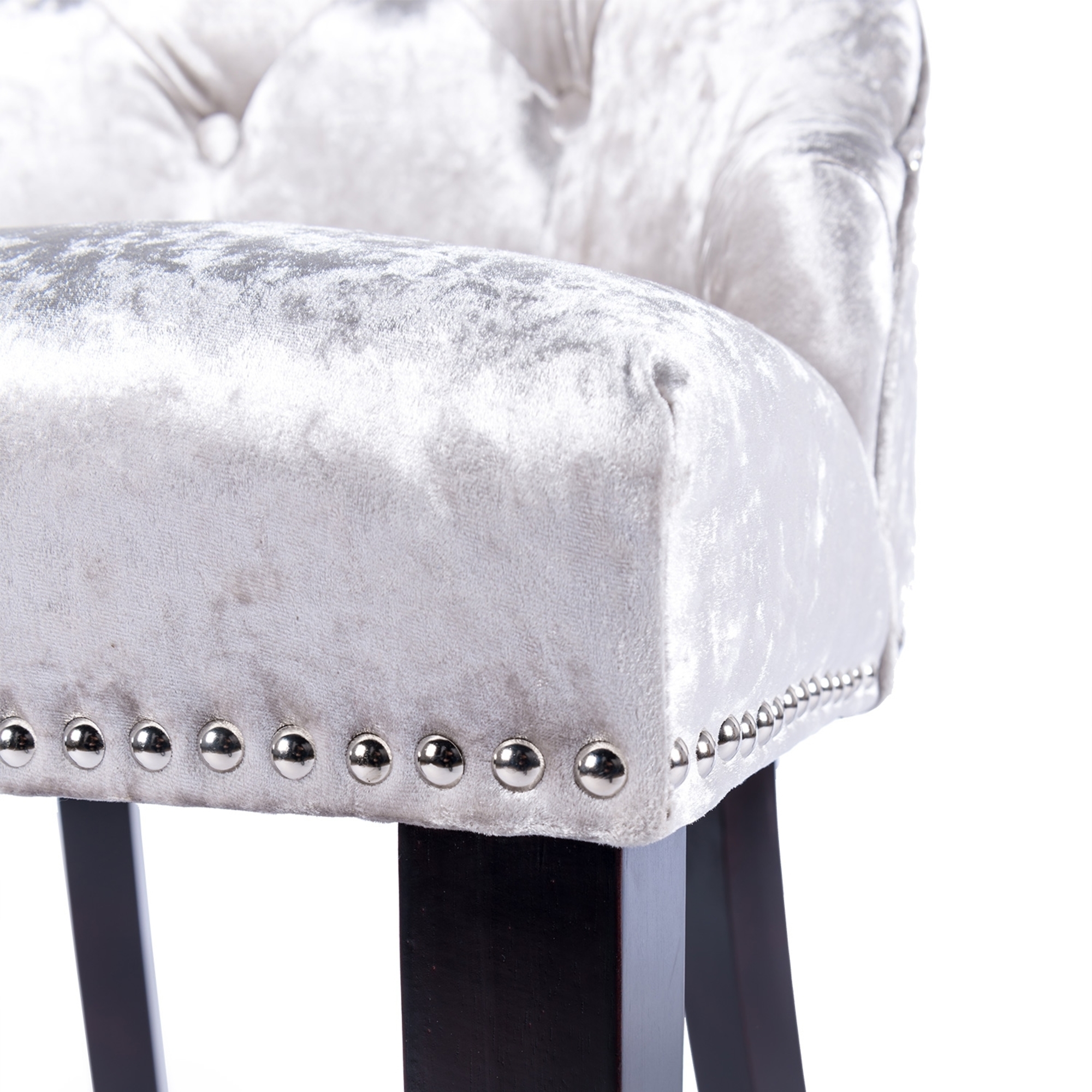 Crushed Velvet Dark Oak Leg Dining Chair With Knocker