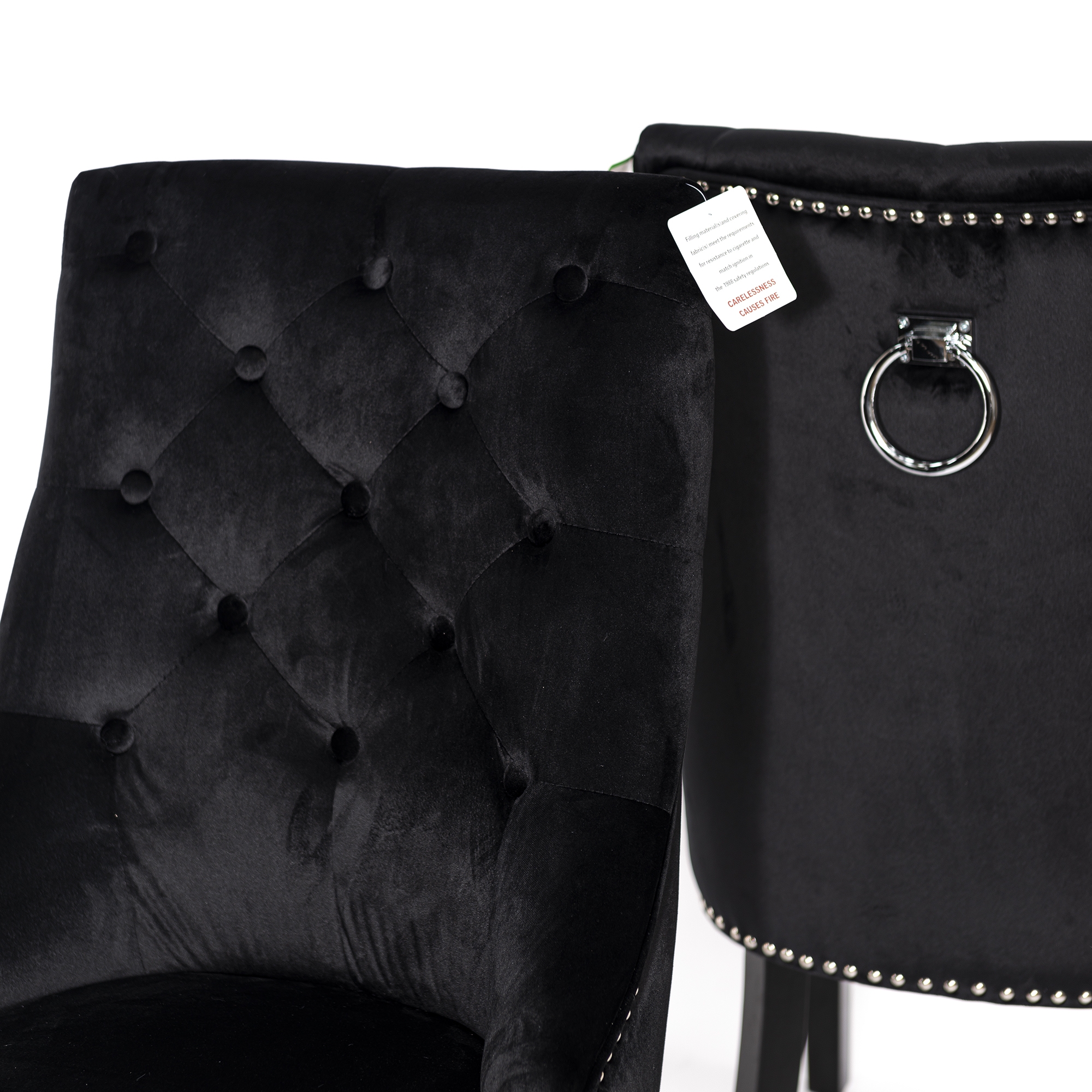 Velvet Dining Chair with Knocker - Black