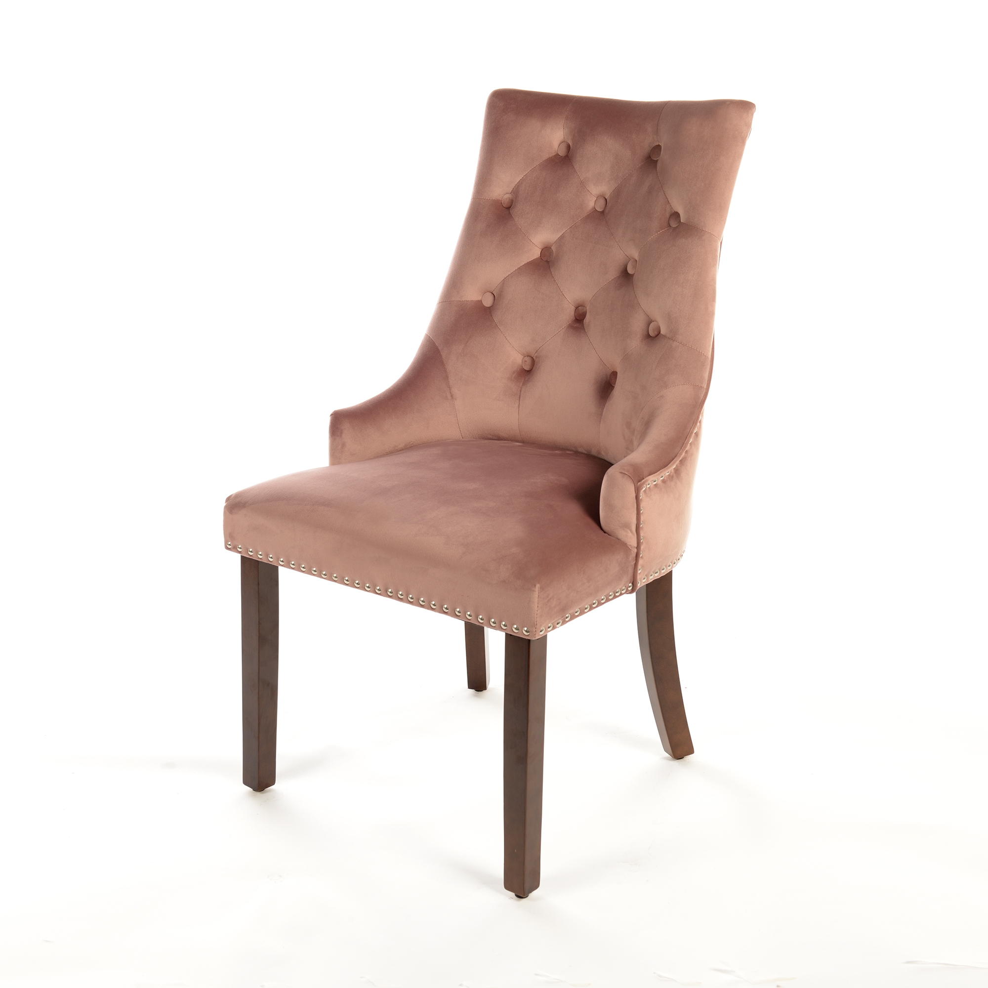 Velvet Dining Chair with Knocker - Pink