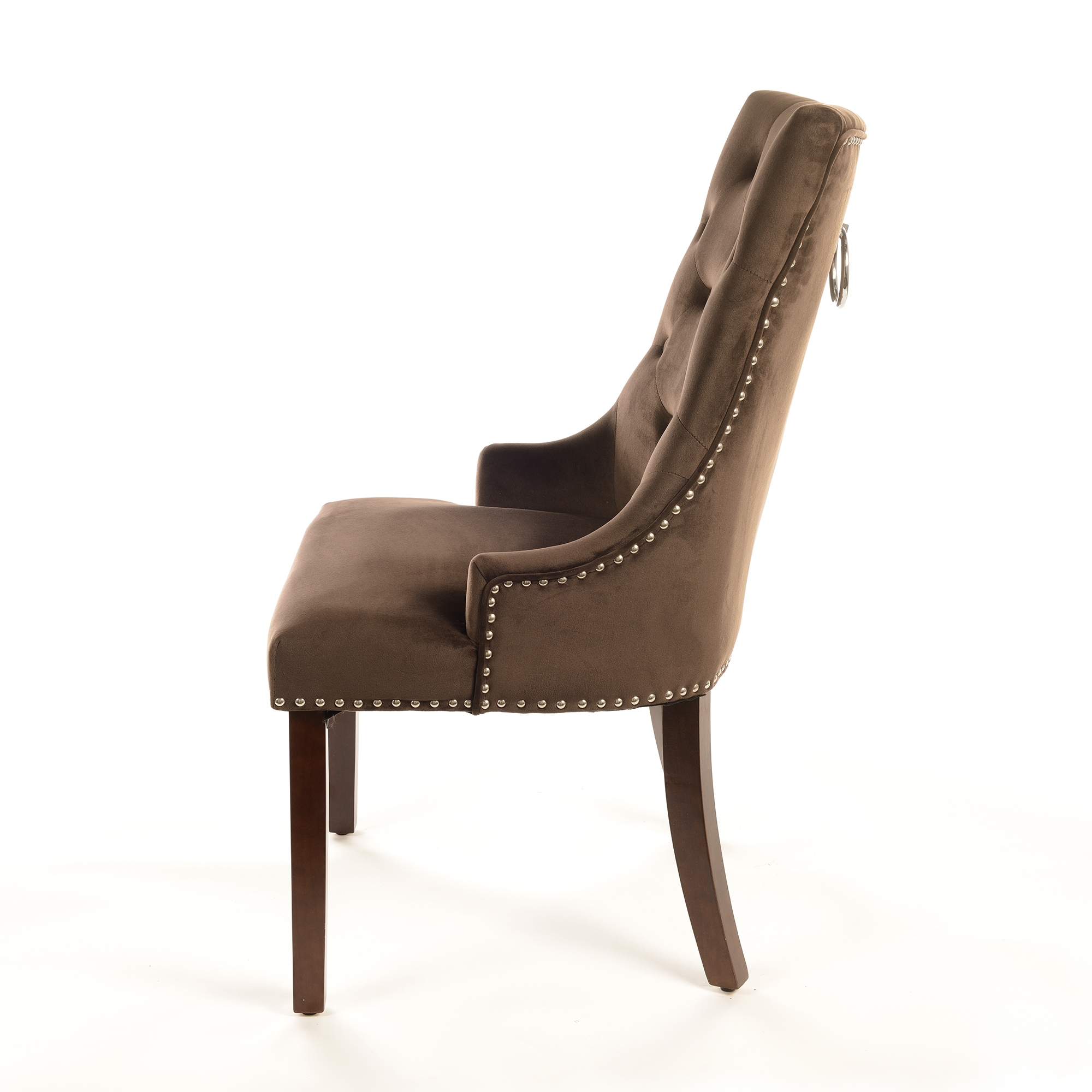Velvet Dining Chair with Knocker - Mink