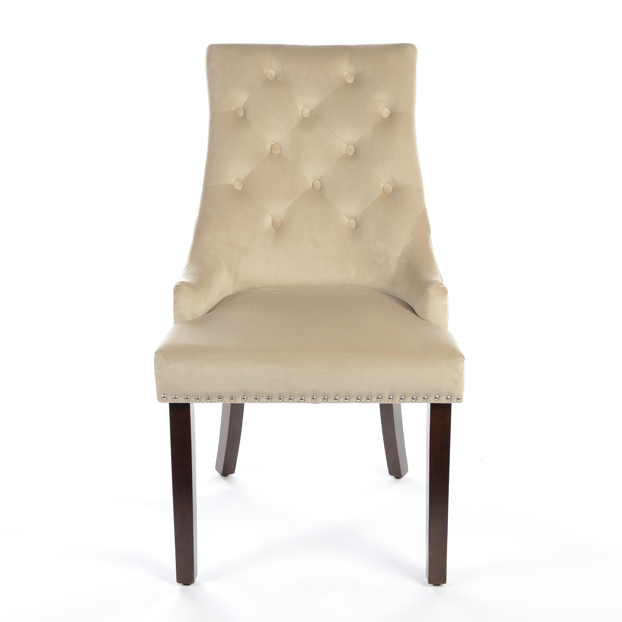 Velvet Dining Chair with Knocker - Taupe