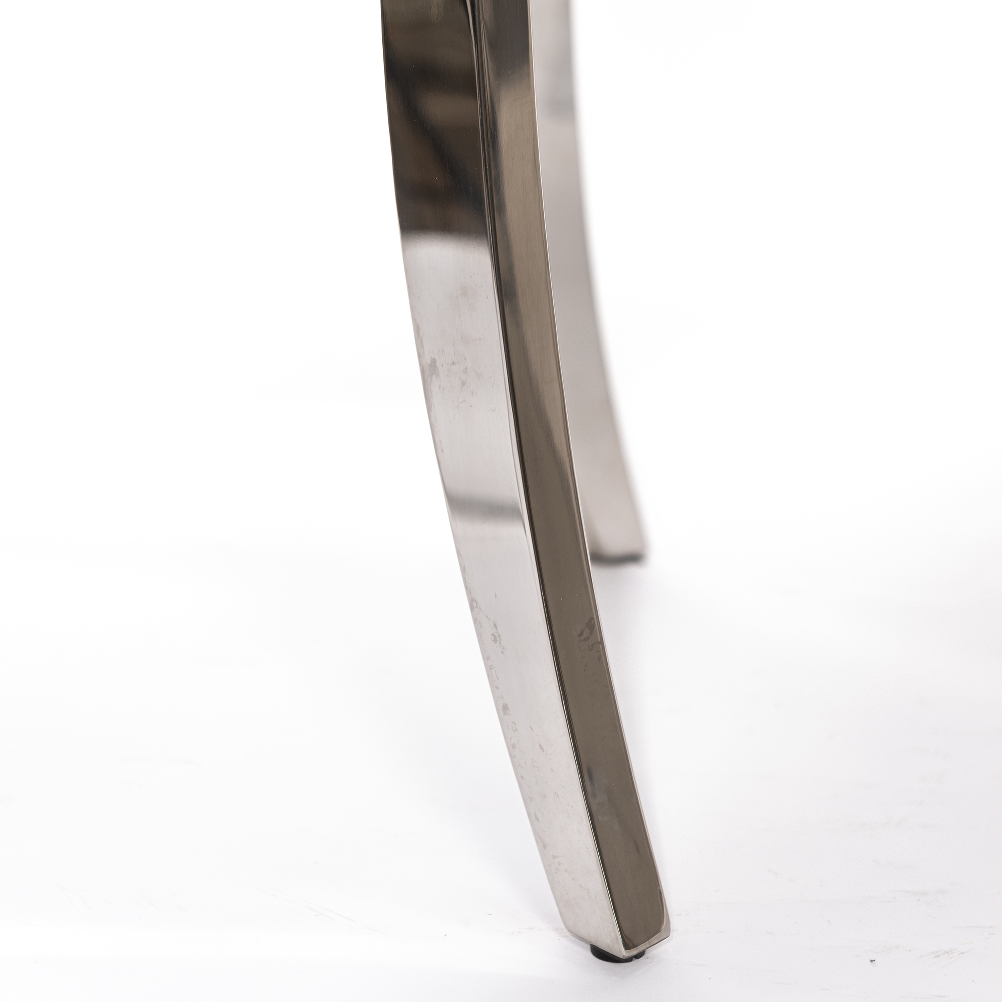Light Gray Velvet Dining Chair With Knocker and Chrome legs