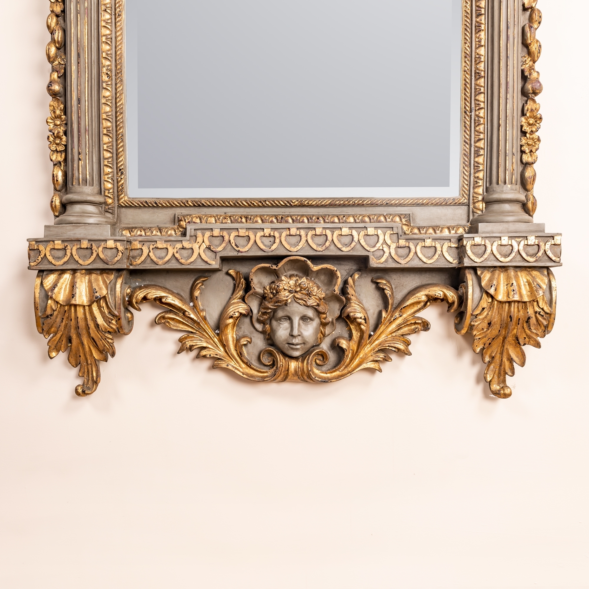 Putti Rococo Mirror - Gold and French Grey