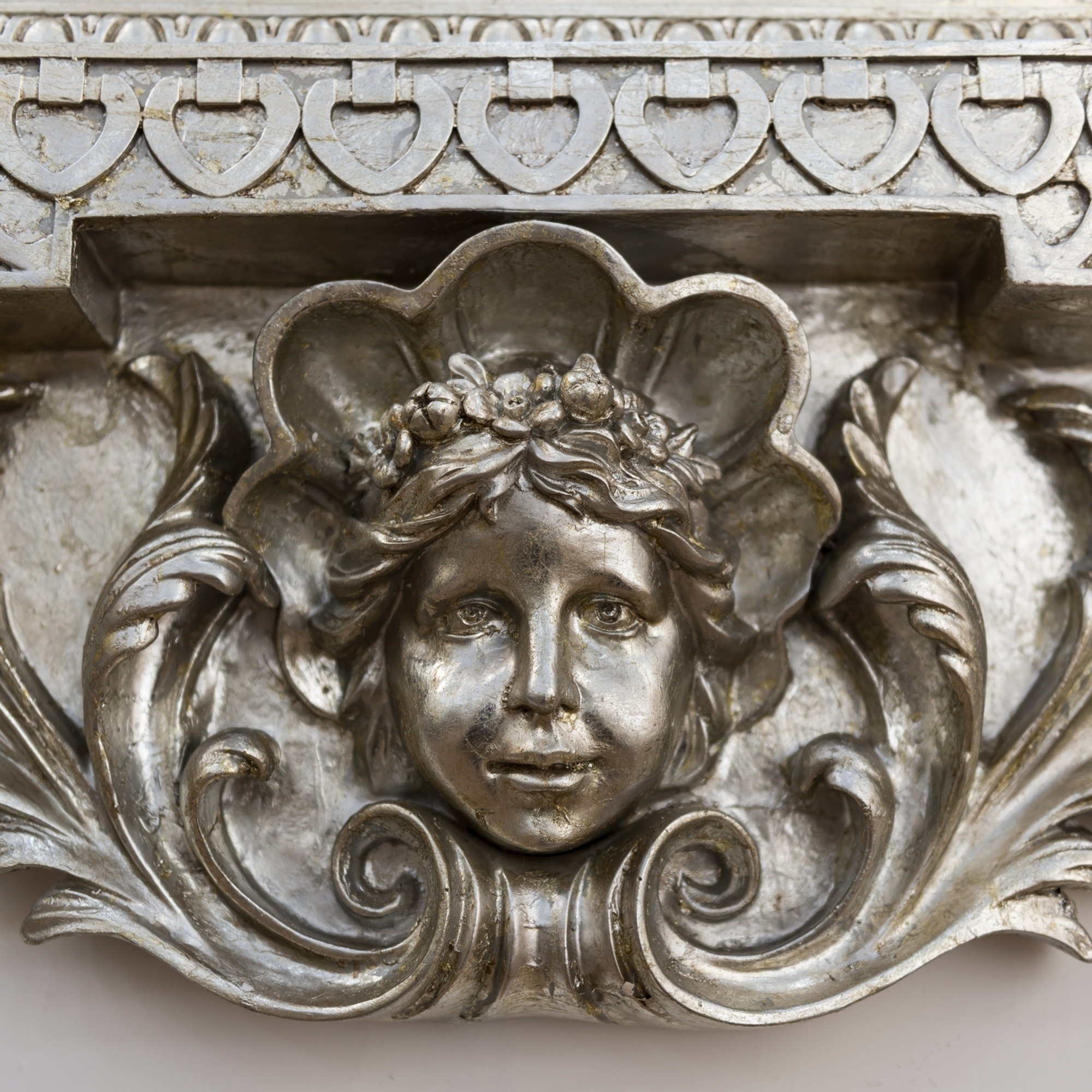 Champagne Silver Gilt Leaf Cherub Frame Mirror