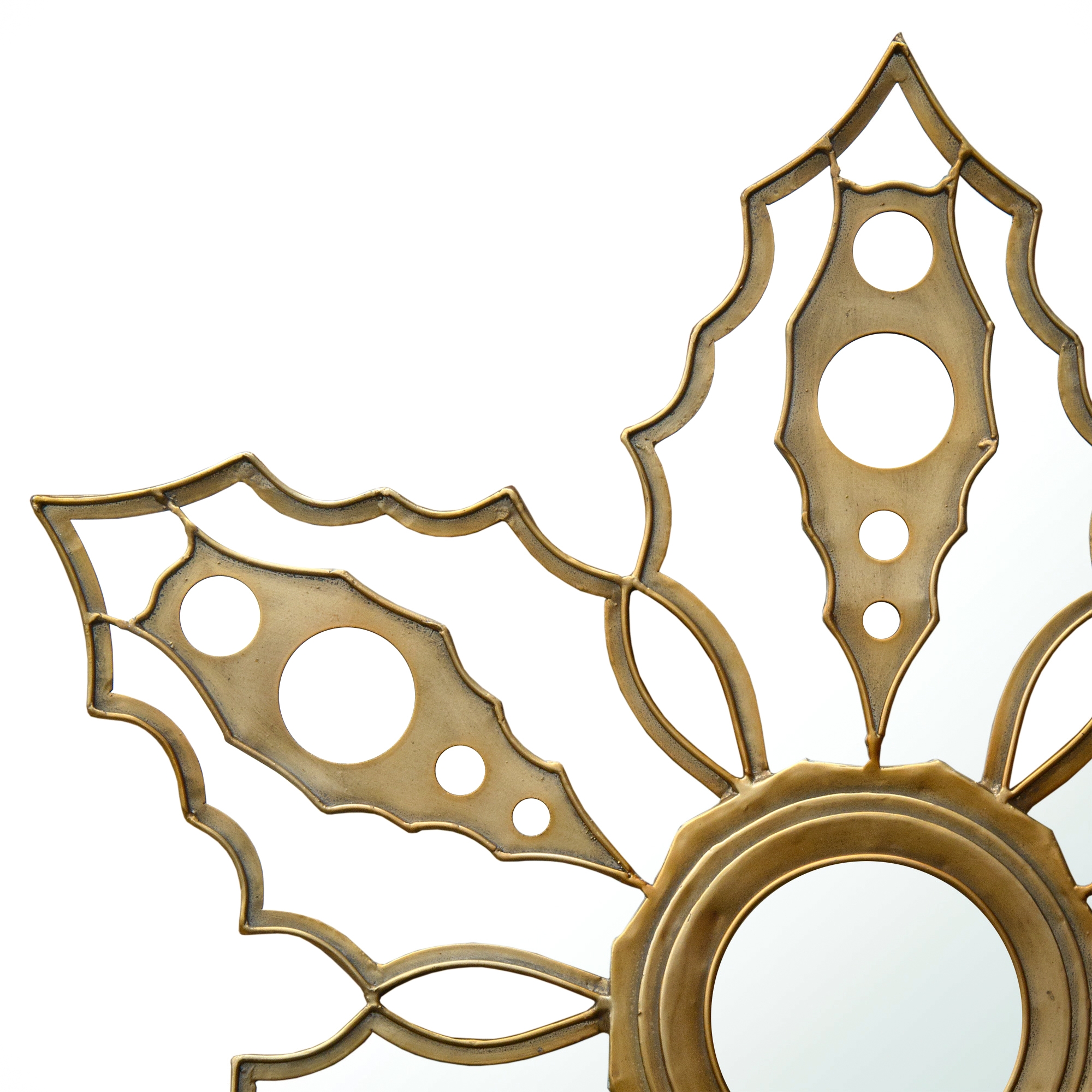 Snowflake Metal Framed Mirror - Antique Gold