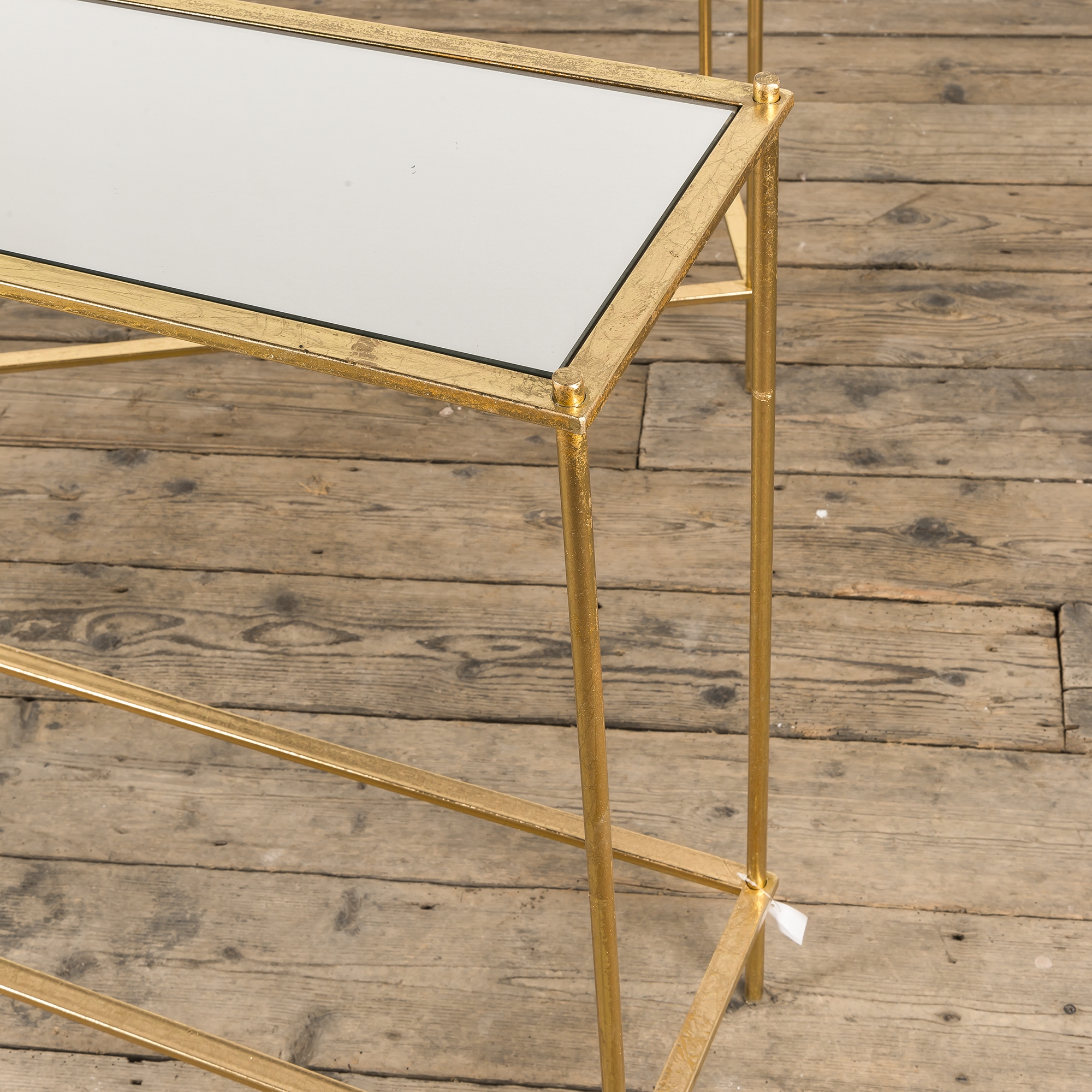 Gin Shu Metal Nest of Tables - Gold Gilt Leaf