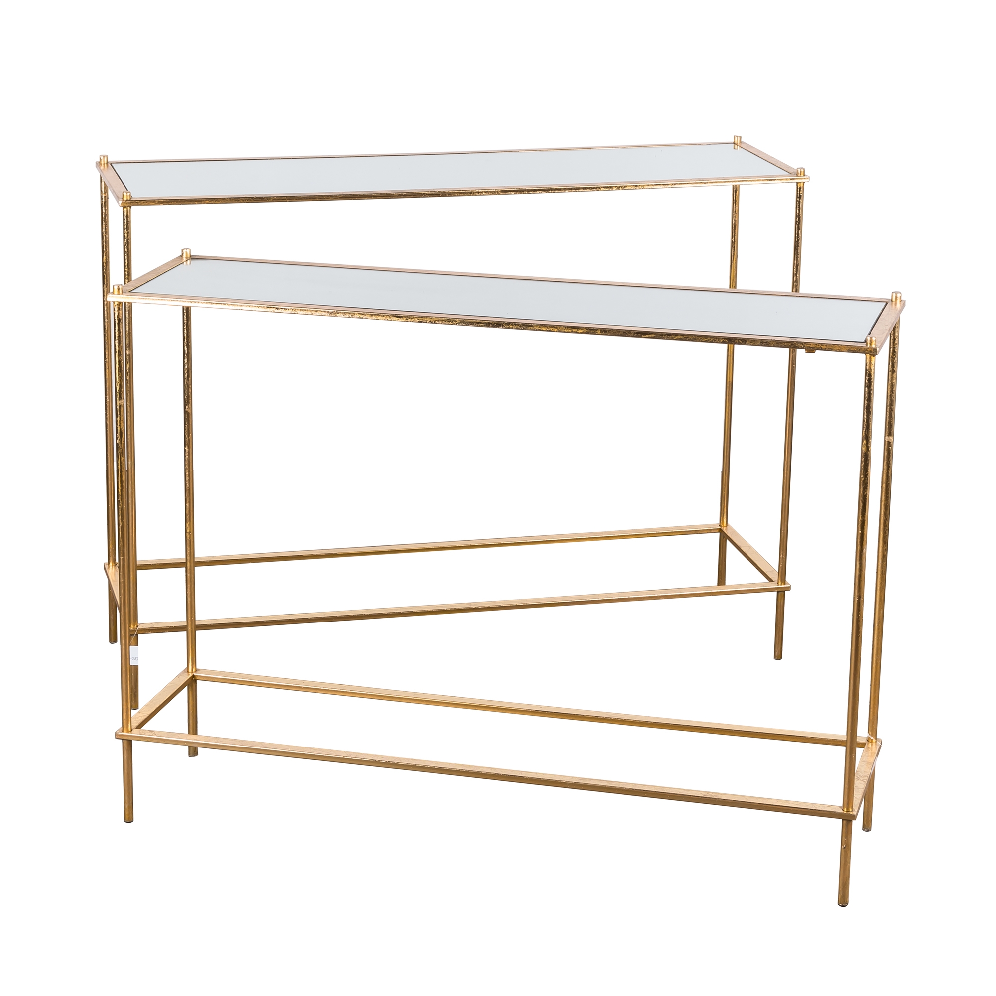 Gold Gilt Leaf Parisienne Metal Nests of Tables - set of two