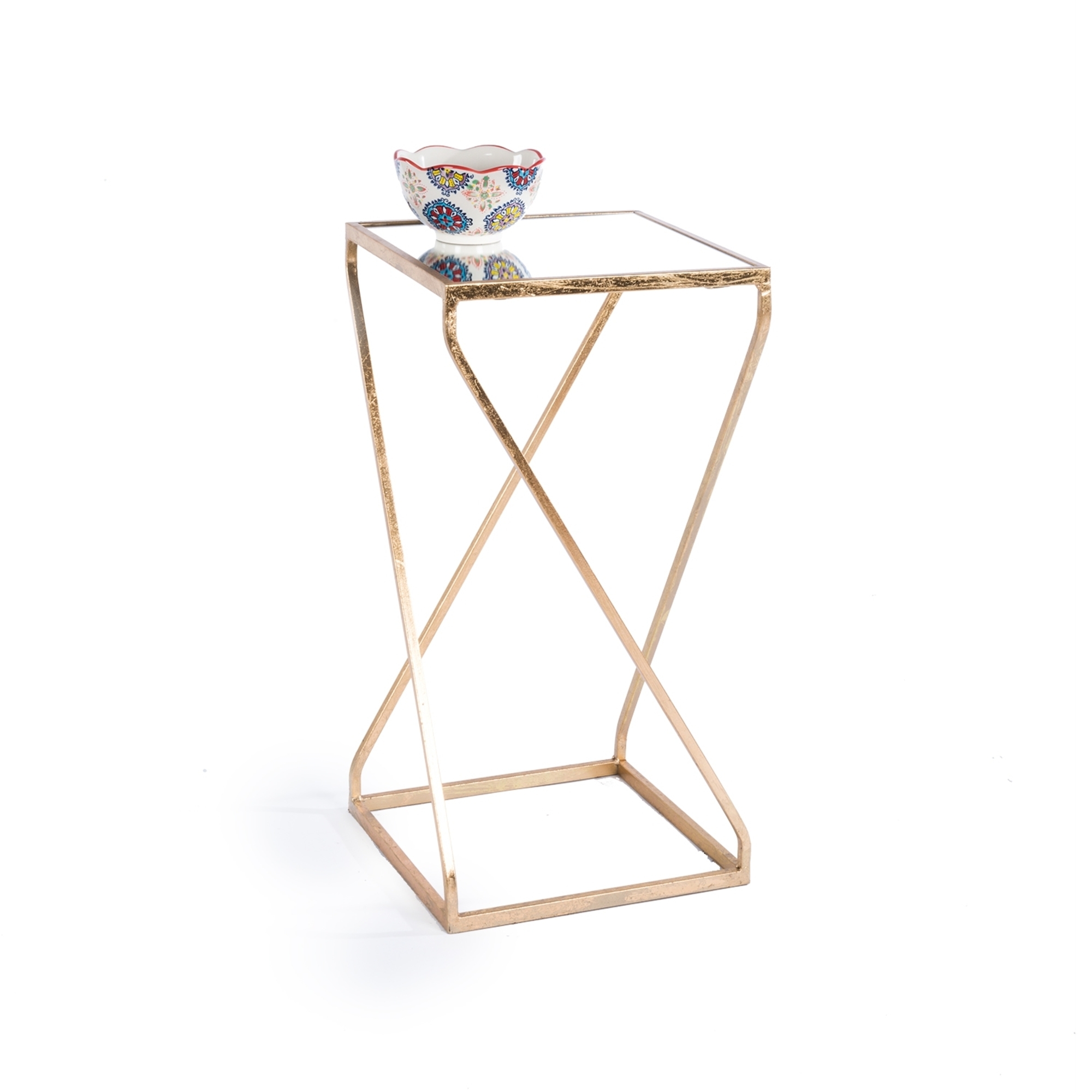 Gin Shu Metal Side Table - Gold Gilt Leaf