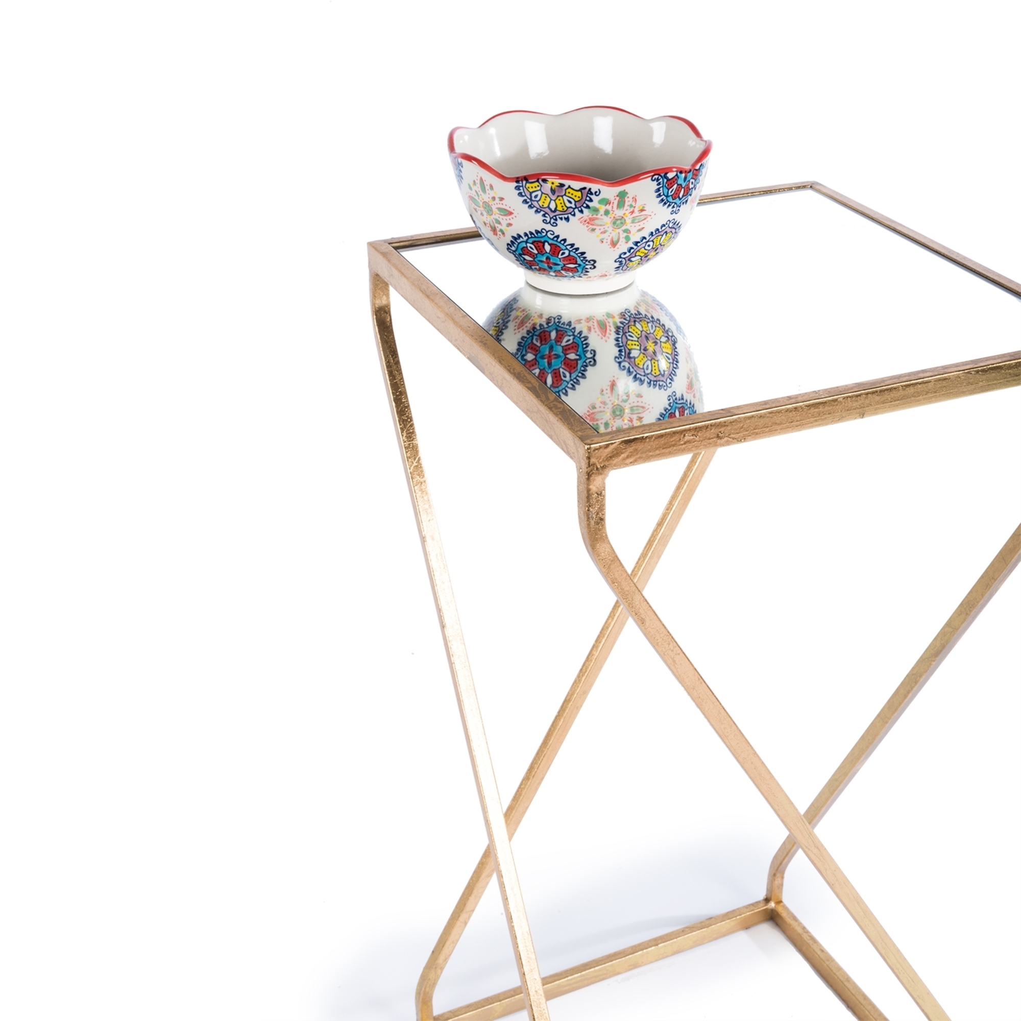 Gin Shu Metal Side Table - Gold Gilt Leaf
